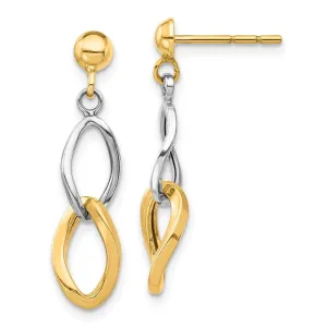 14K Two-tone Dangle Post Earrings