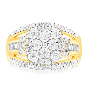 9ct Yellow Gold 1/2 Carat Diamond Big Look Dress Ring