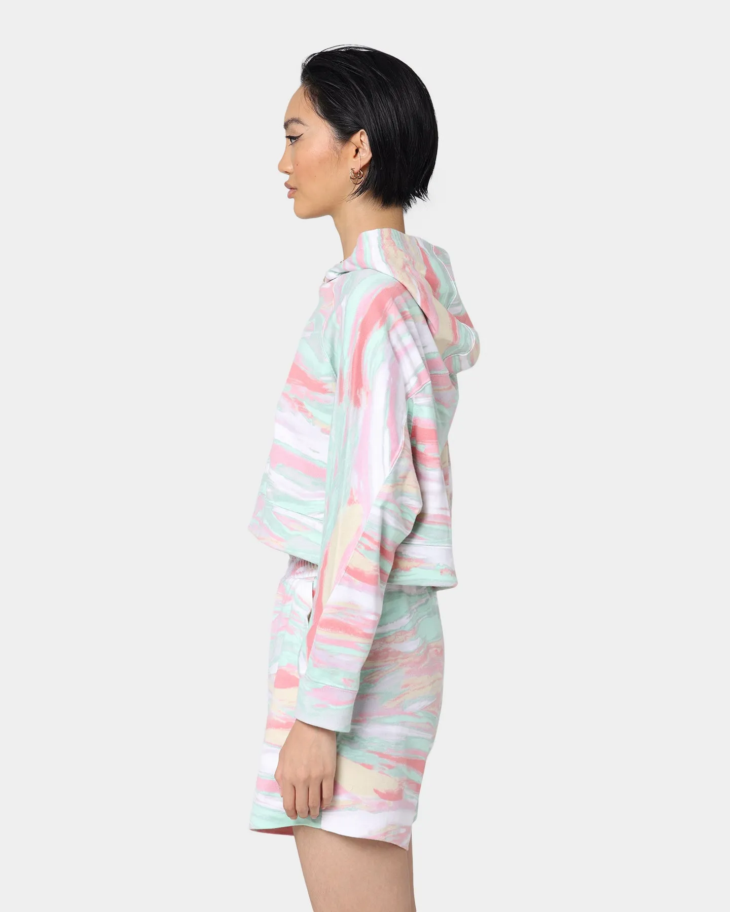 Adidas Women's Marbled Print Cropped Hoodie Marble