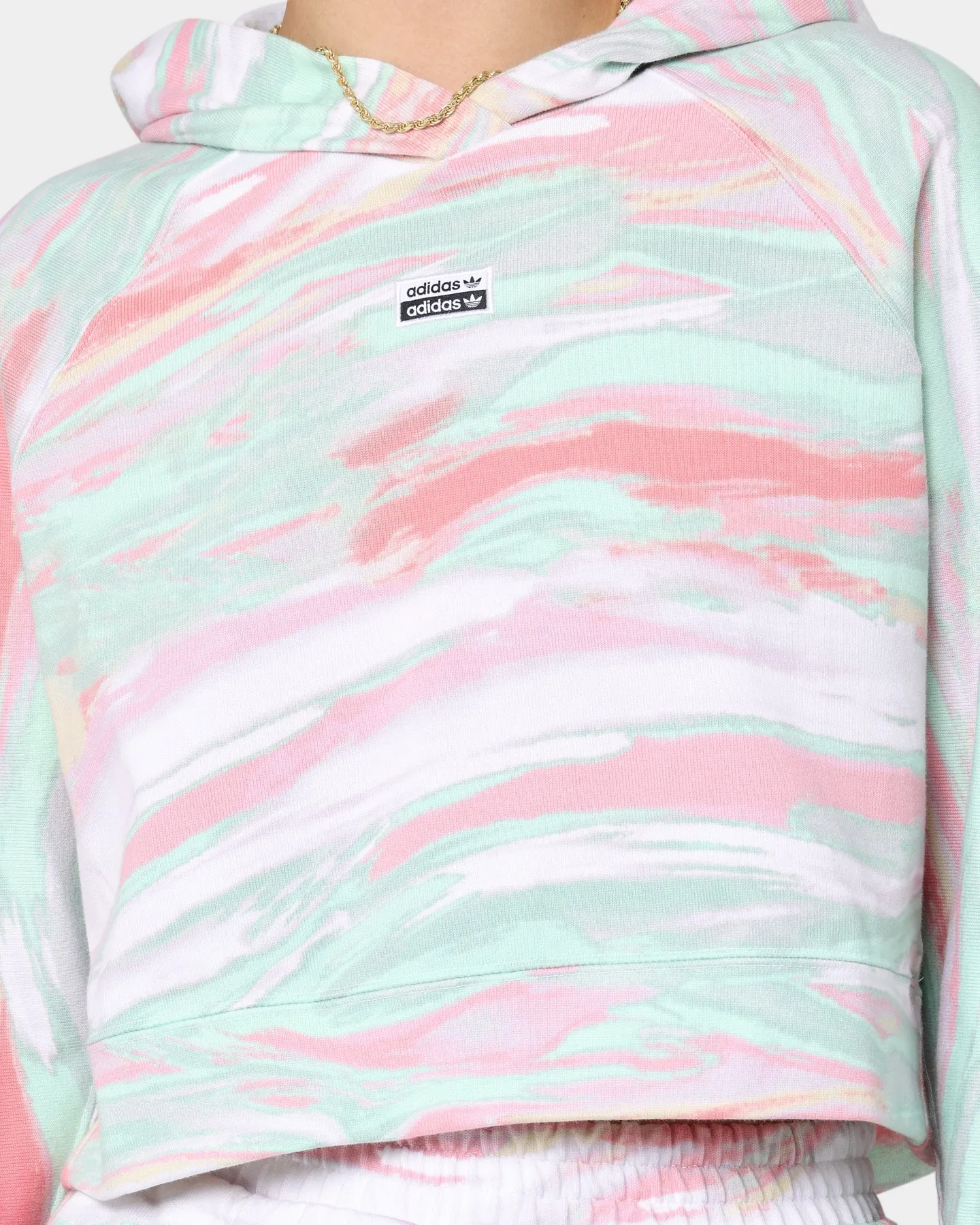 Adidas Women's Marbled Print Cropped Hoodie Marble