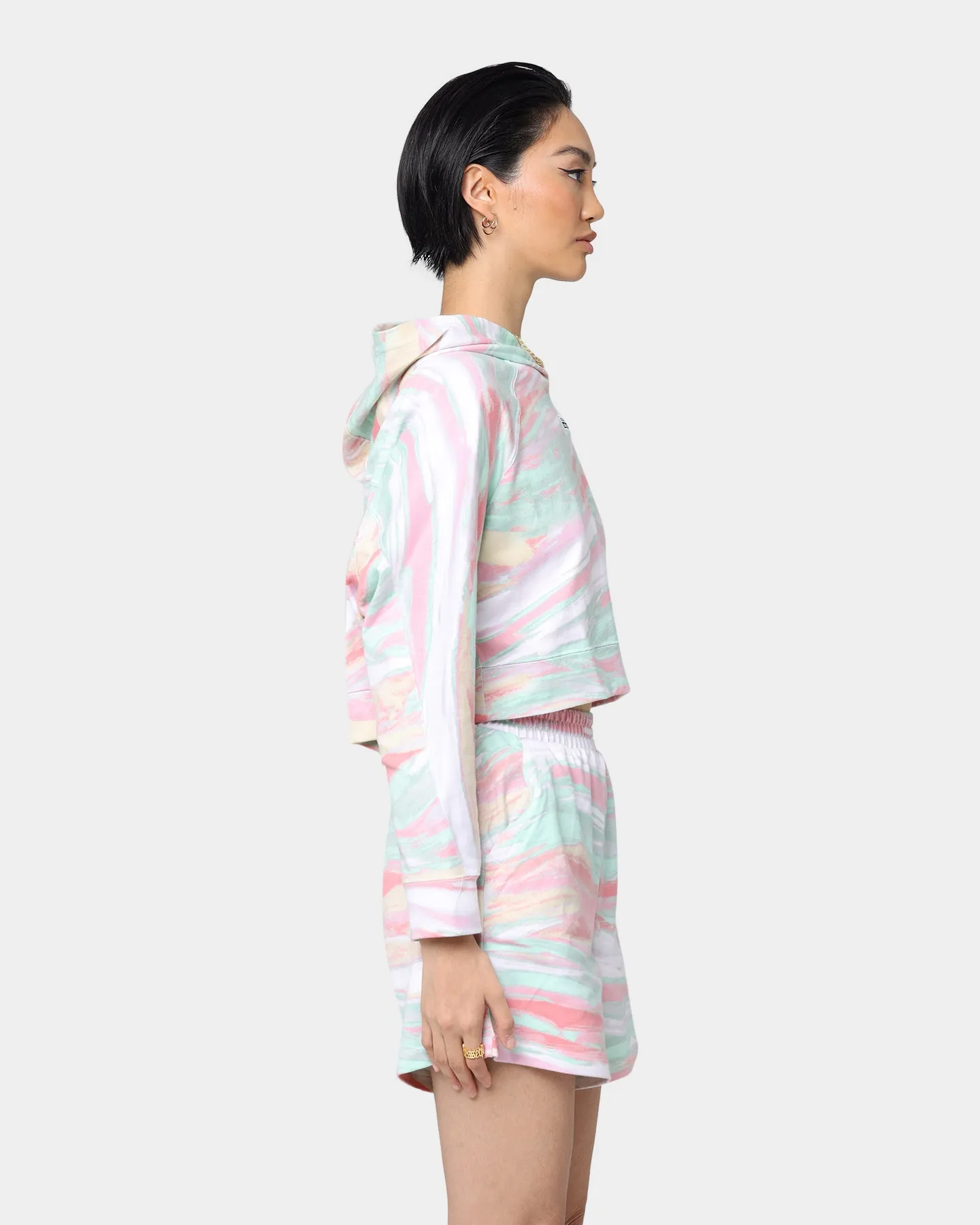 Adidas Women's Marbled Print Cropped Hoodie Marble