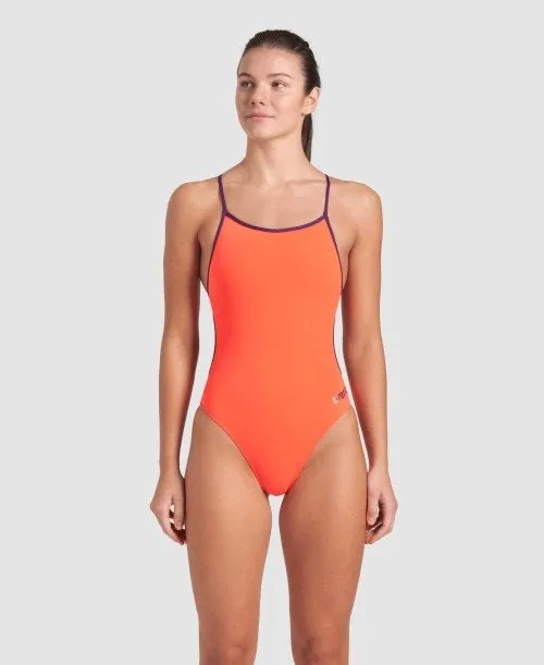 arena Women's Lace Back Solid One Piece Swimsuit