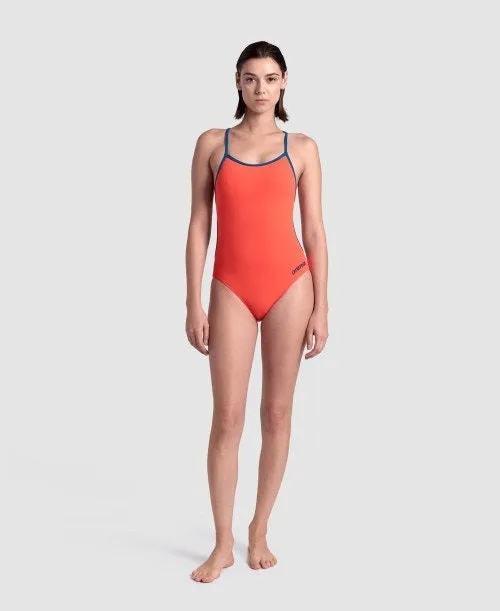 arena Women's Lace Back Solid One Piece Swimsuit