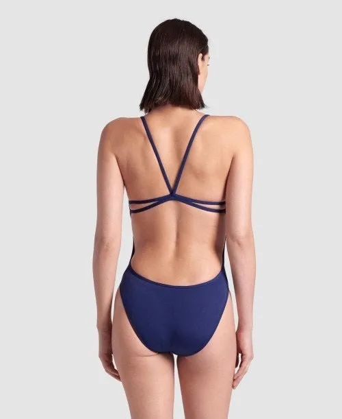 arena Women's Lace Back Solid One Piece Swimsuit