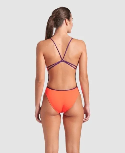 arena Women's Lace Back Solid One Piece Swimsuit