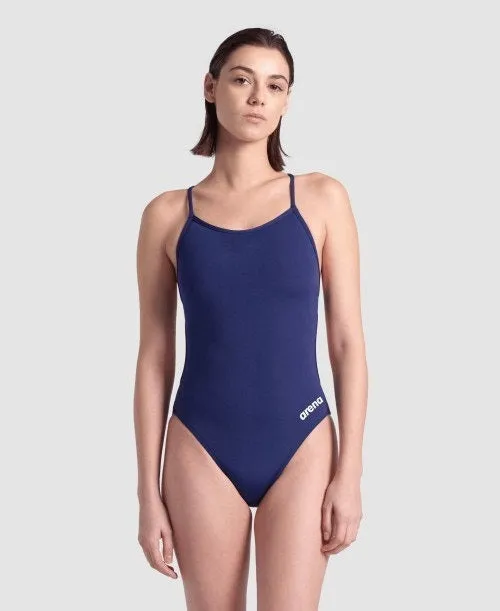 arena Women's Lace Back Solid One Piece Swimsuit