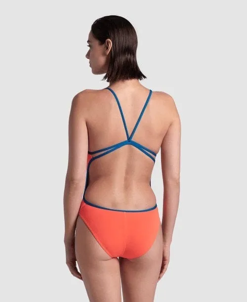 arena Women's Lace Back Solid One Piece Swimsuit