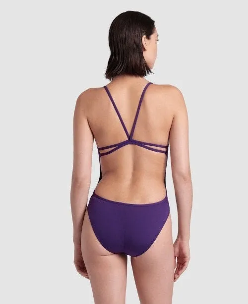 arena Women's Lace Back Solid One Piece Swimsuit