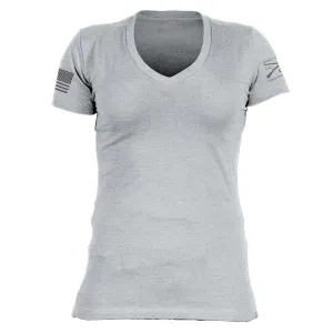 Basic T-Shirt Women's V-Neck - Dark Heather Gray