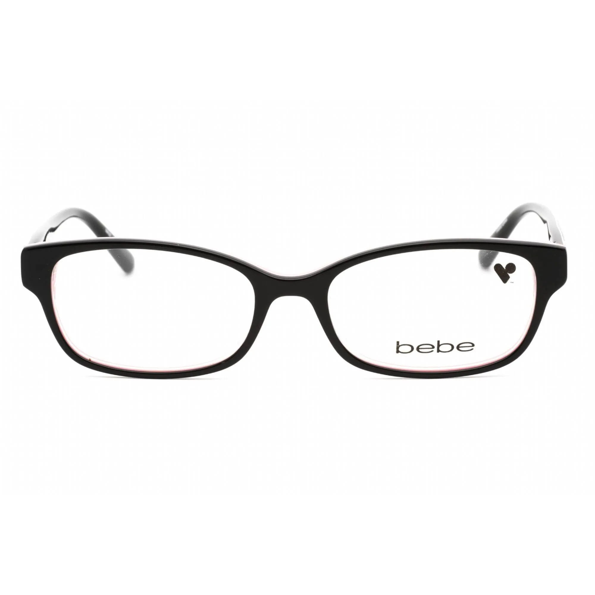 Bebe Women's Eyeglasses - Jet Plastic Rectangular Fixed Nose Pads Frame | BB5183 001