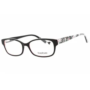 Bebe Women's Eyeglasses - Jet Plastic Rectangular Fixed Nose Pads Frame | BB5183 001