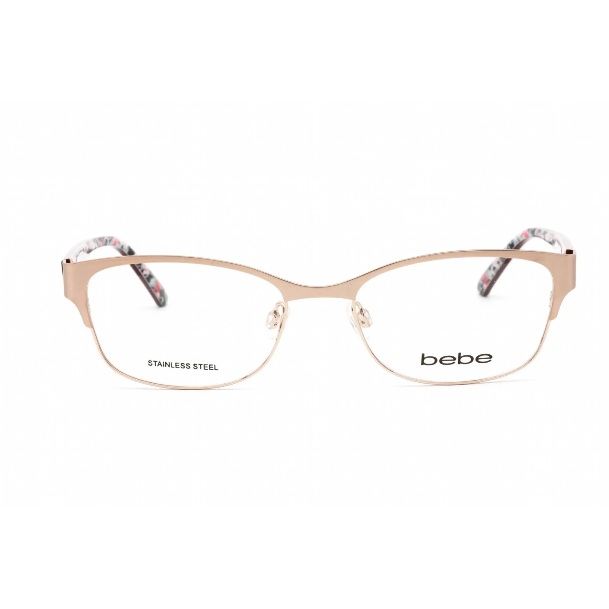 Bebe Women's Eyeglasses - Rose Gold Rectangular Full Rim Frame Clear Lens | BB5185 770