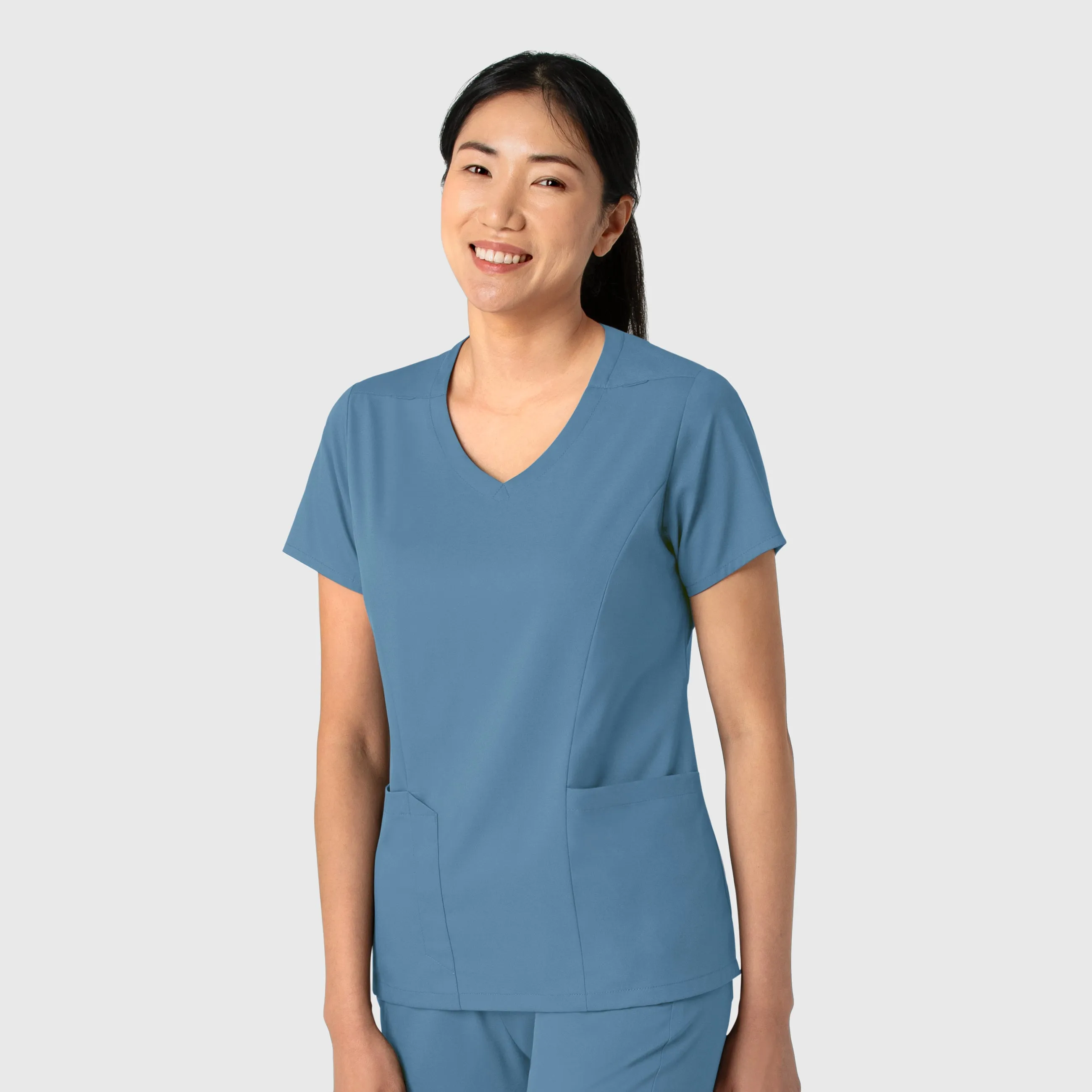 Boundless Women's 2-Pocket V-Neck Scrub Top - Pacific Blue