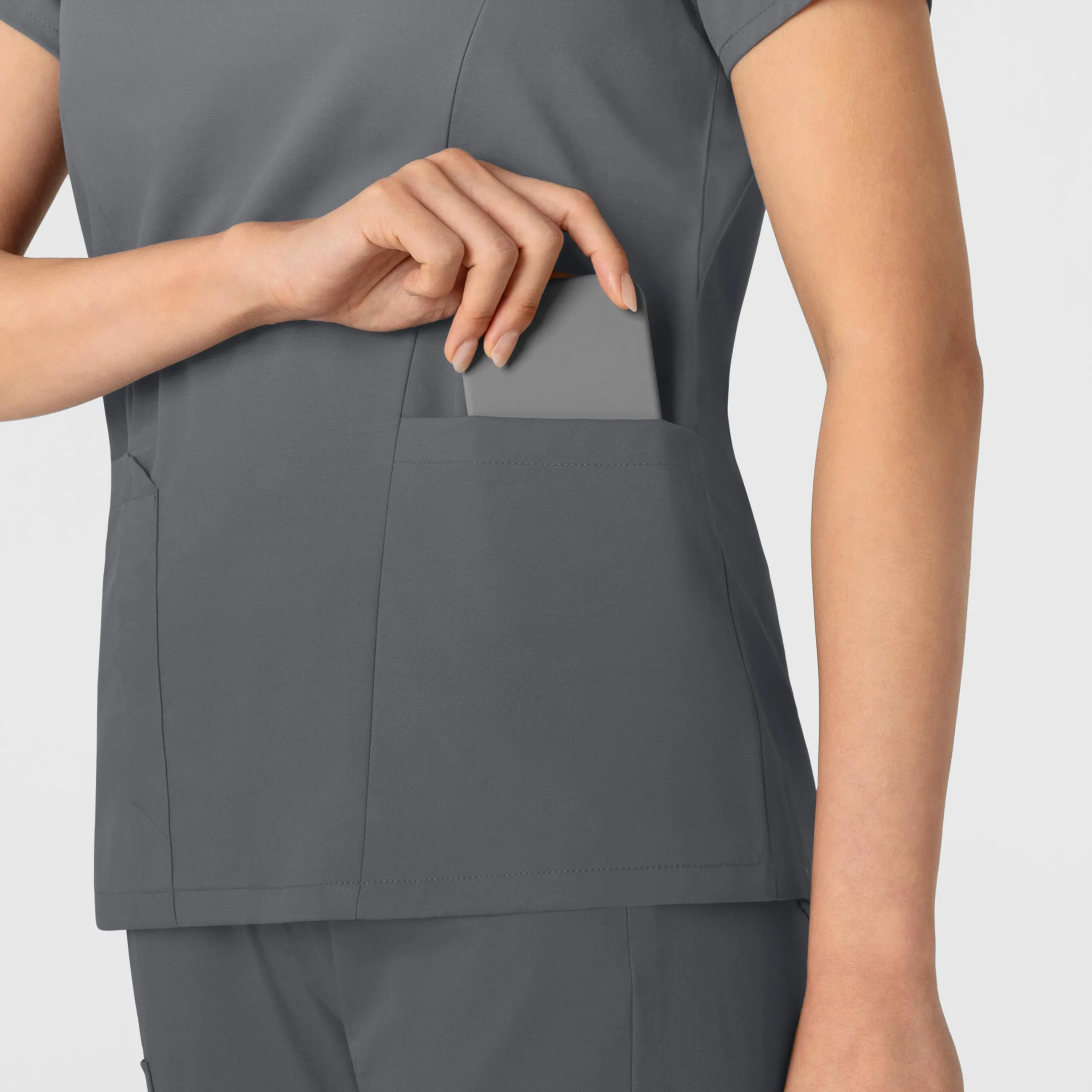 Boundless Women's 2-Pocket V-Neck Scrub Top - Pewter