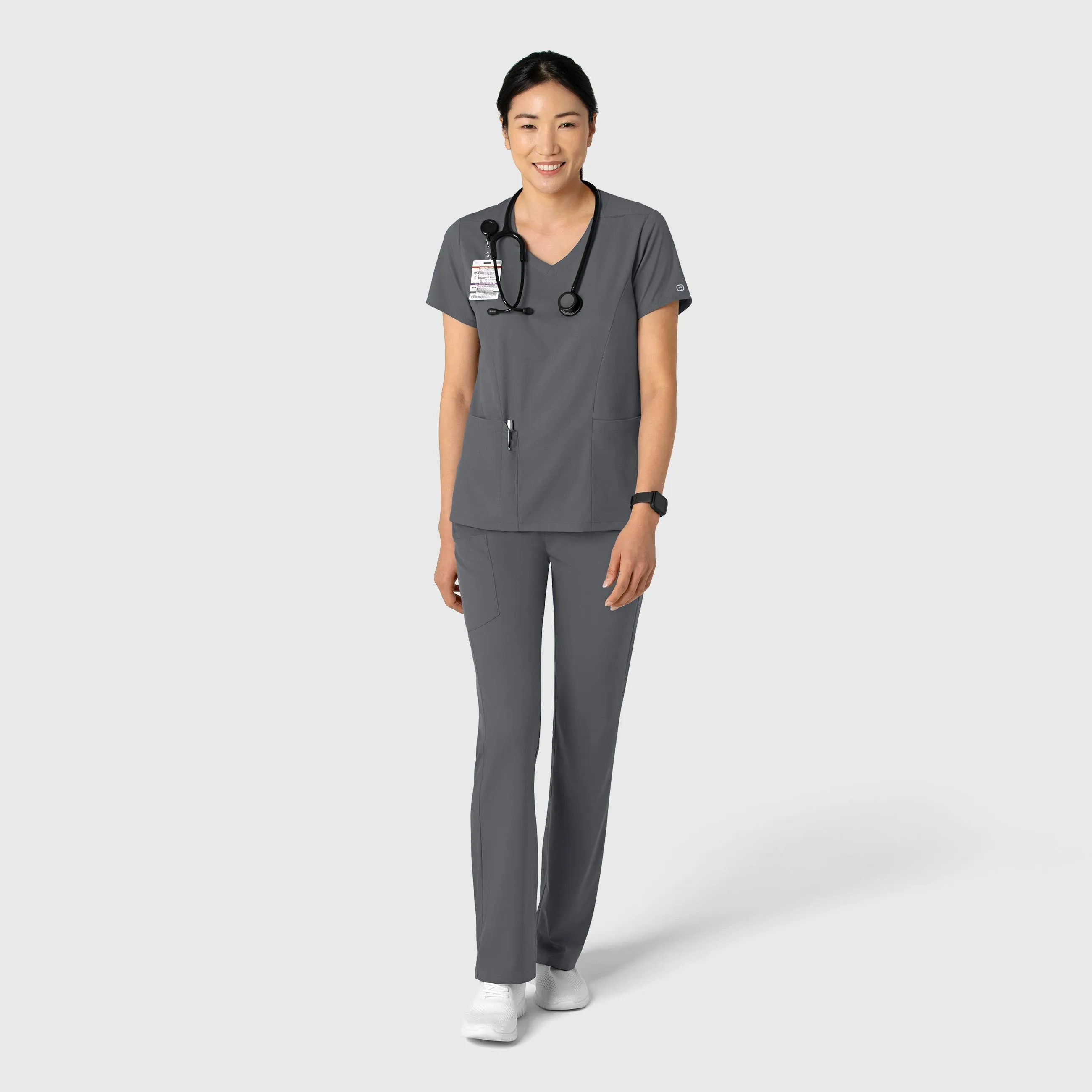Boundless Women's 2-Pocket V-Neck Scrub Top - Pewter