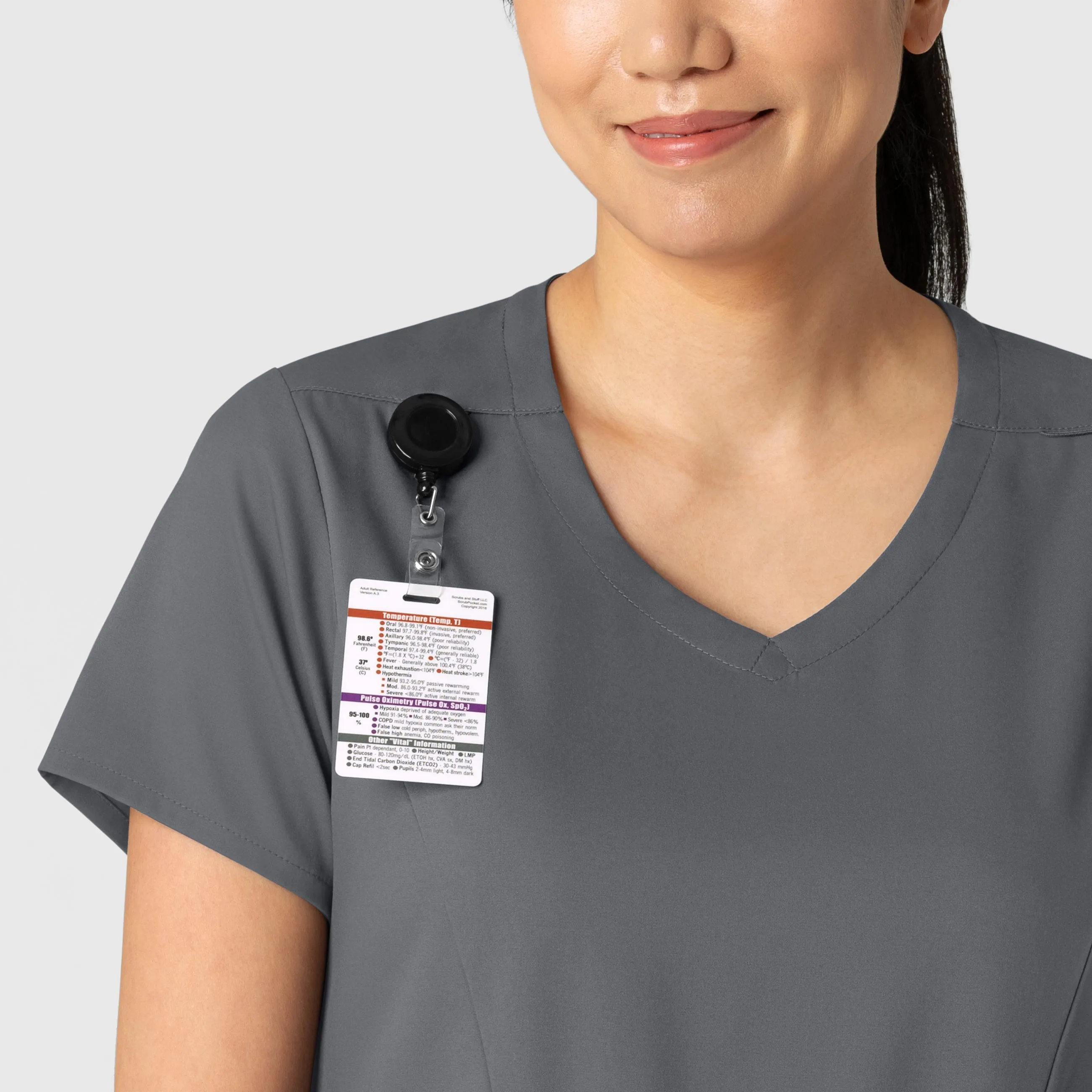 Boundless Women's 2-Pocket V-Neck Scrub Top - Pewter