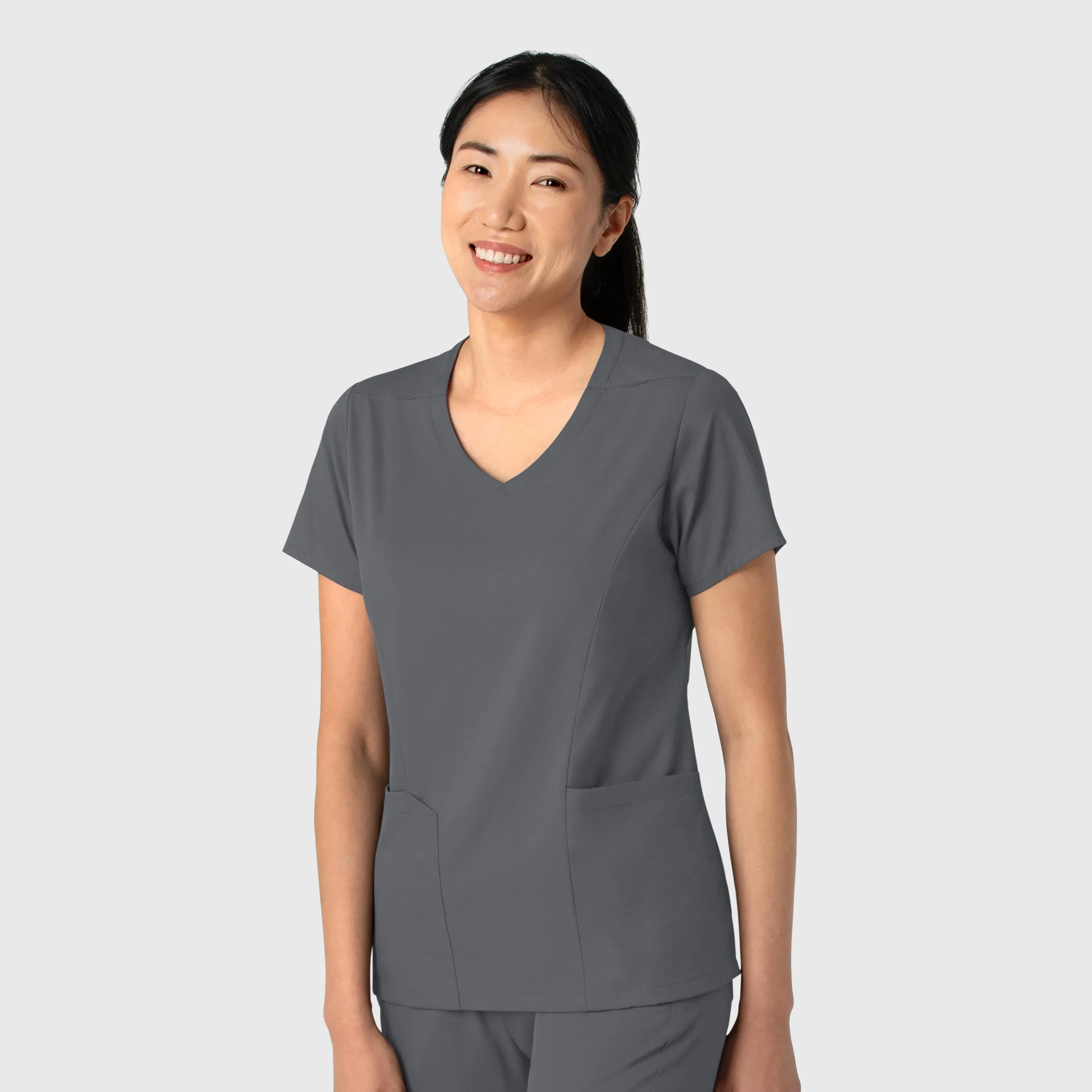 Boundless Women's 2-Pocket V-Neck Scrub Top - Pewter