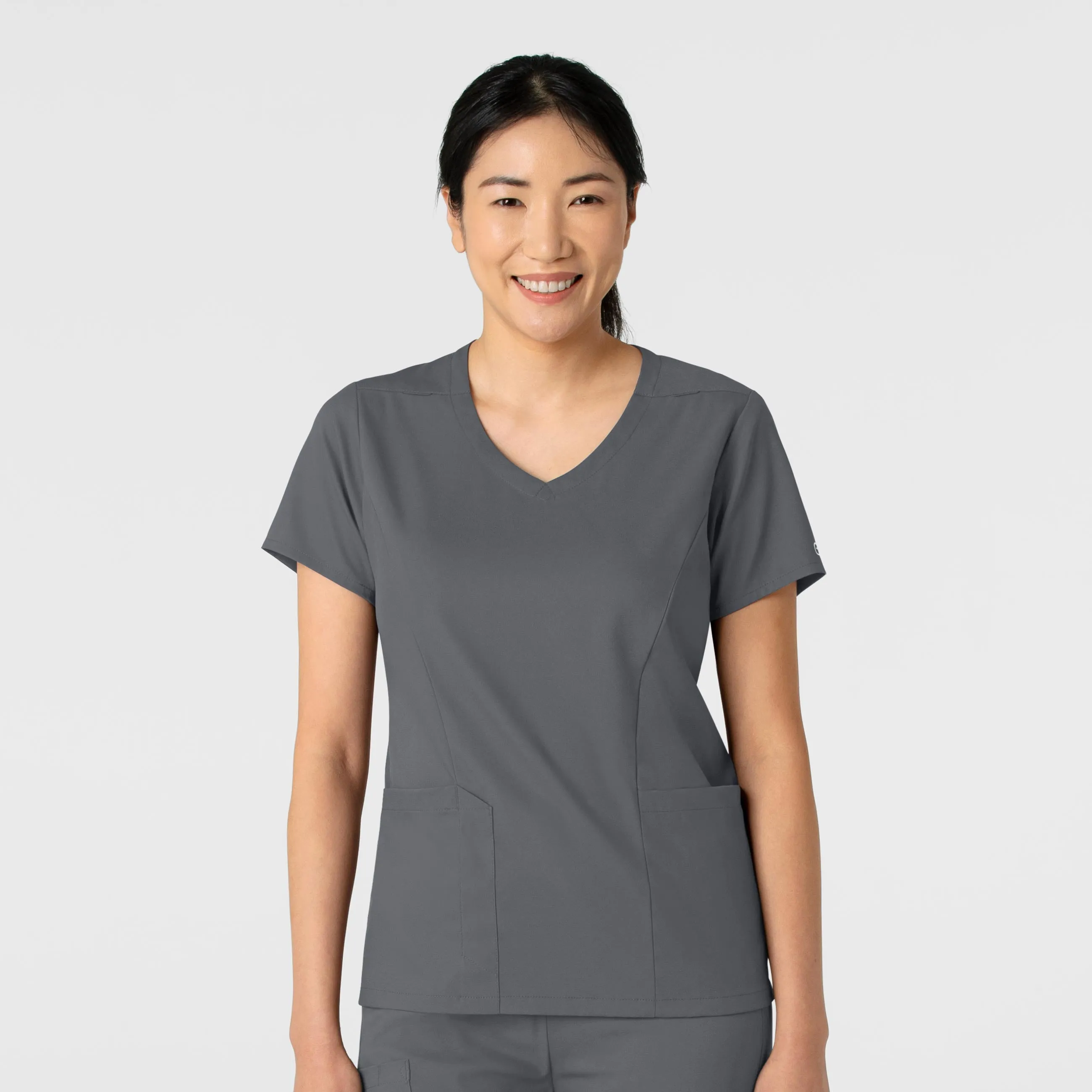 Boundless Women's 2-Pocket V-Neck Scrub Top - Pewter