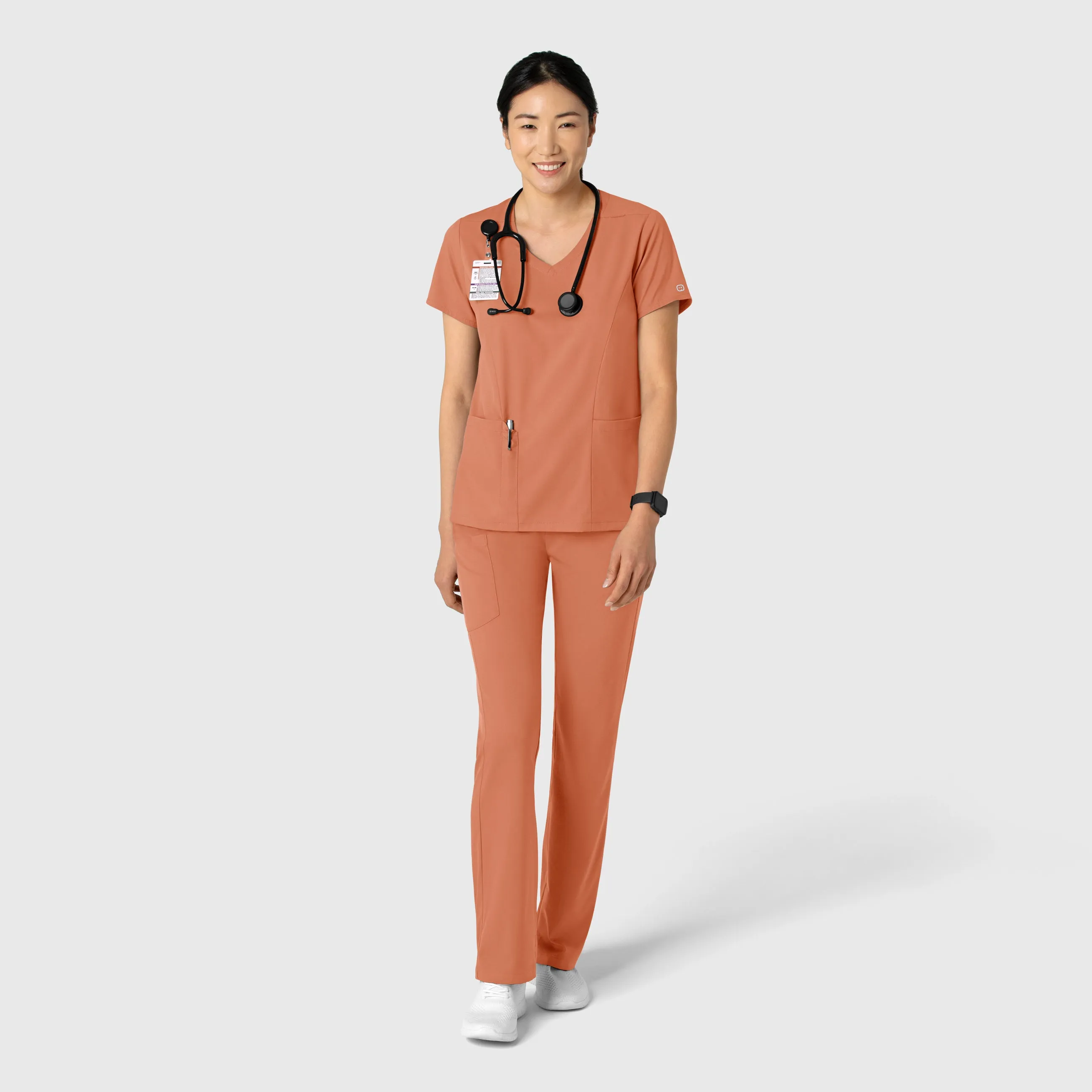 Boundless Women's 2-Pocket V-Neck Scrub Top - Terracotta