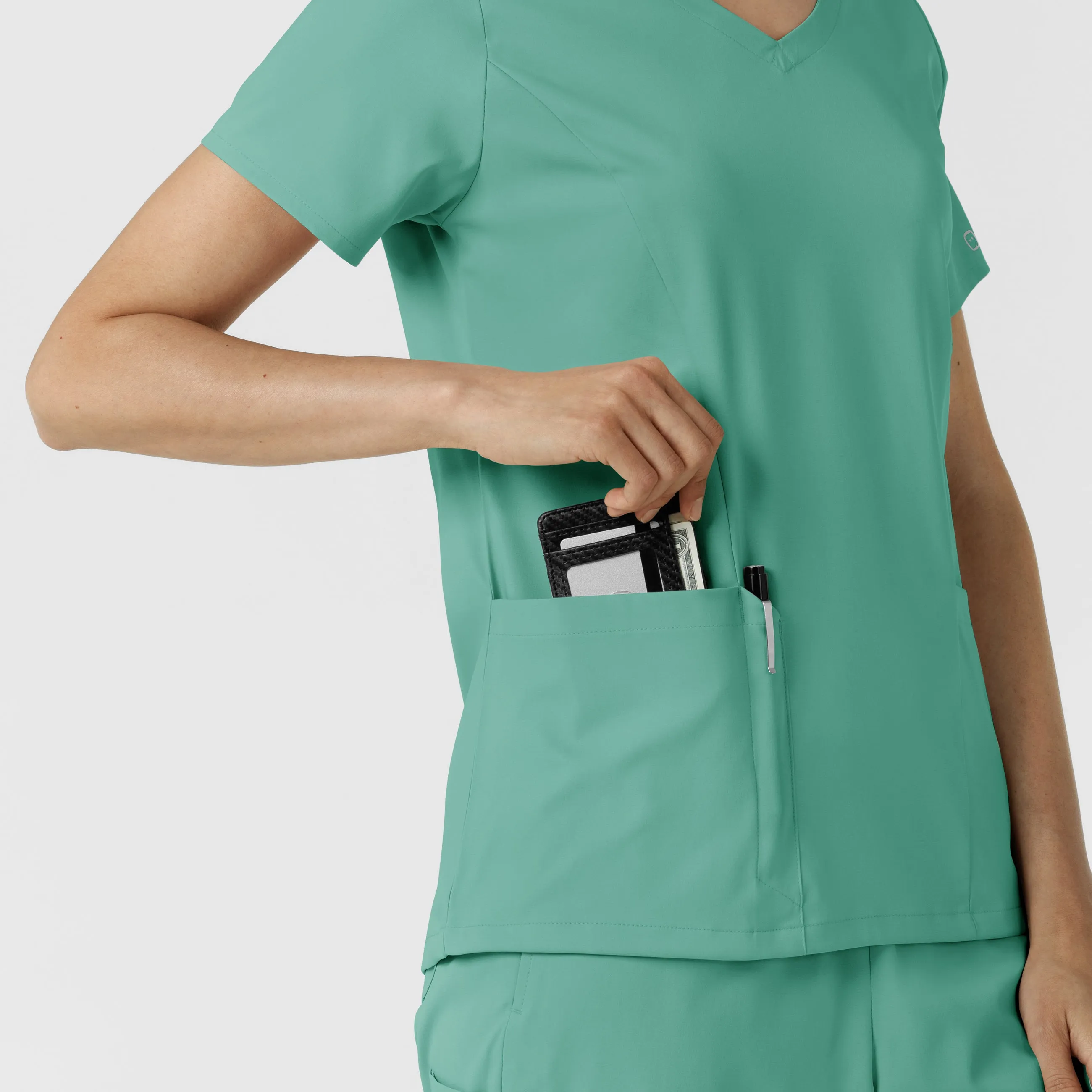 Boundless Women's 2-Pocket V-Neck Scrub Top - Turquoise