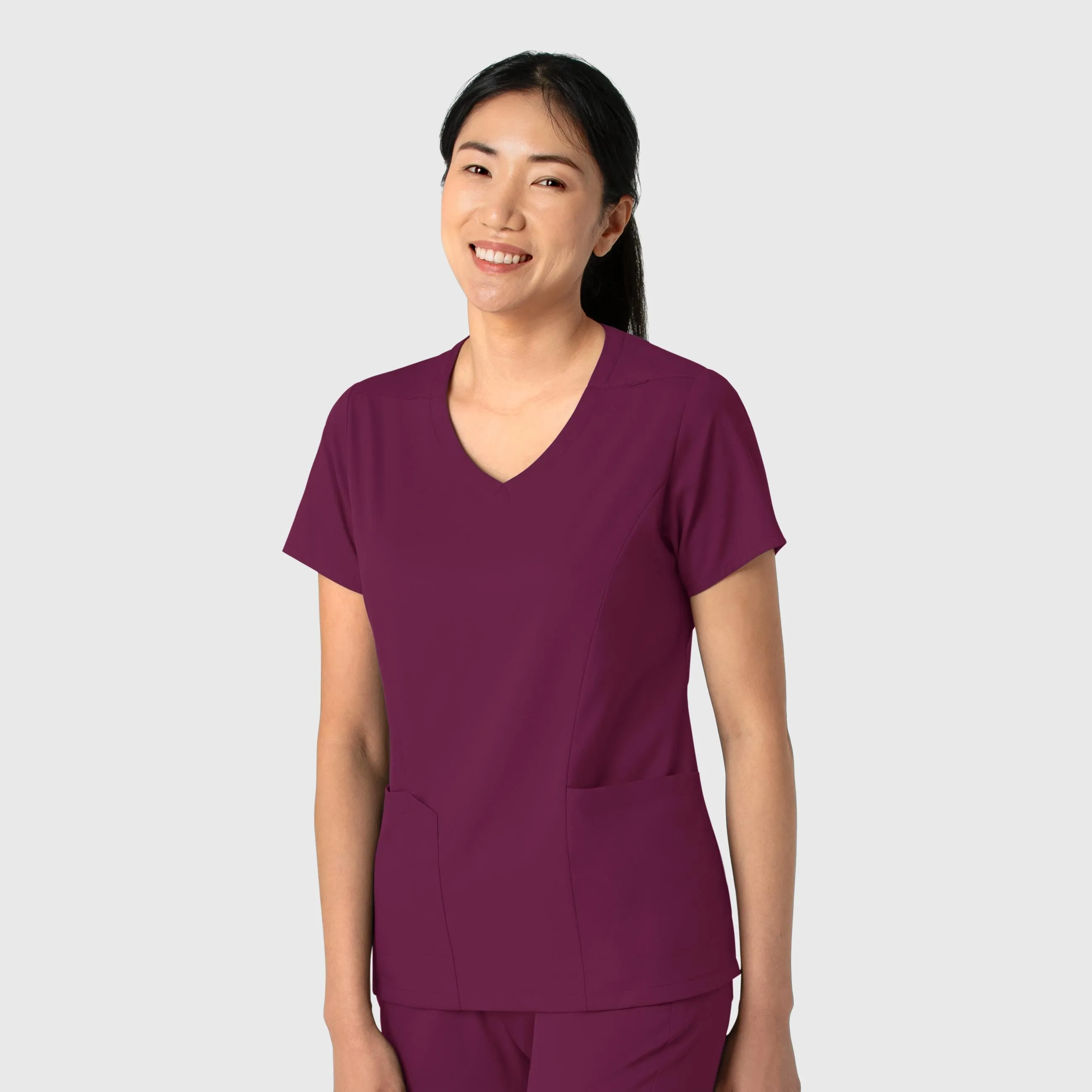 Boundless Women's 2-Pocket V-Neck Scrub Top - Wine
