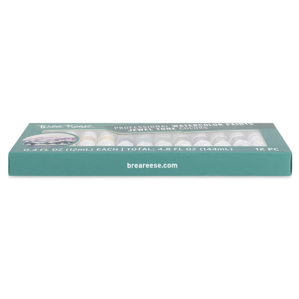 Brea Reese Professional Watercolor Set - Jewel Tones, 12 Vibrant Tubes