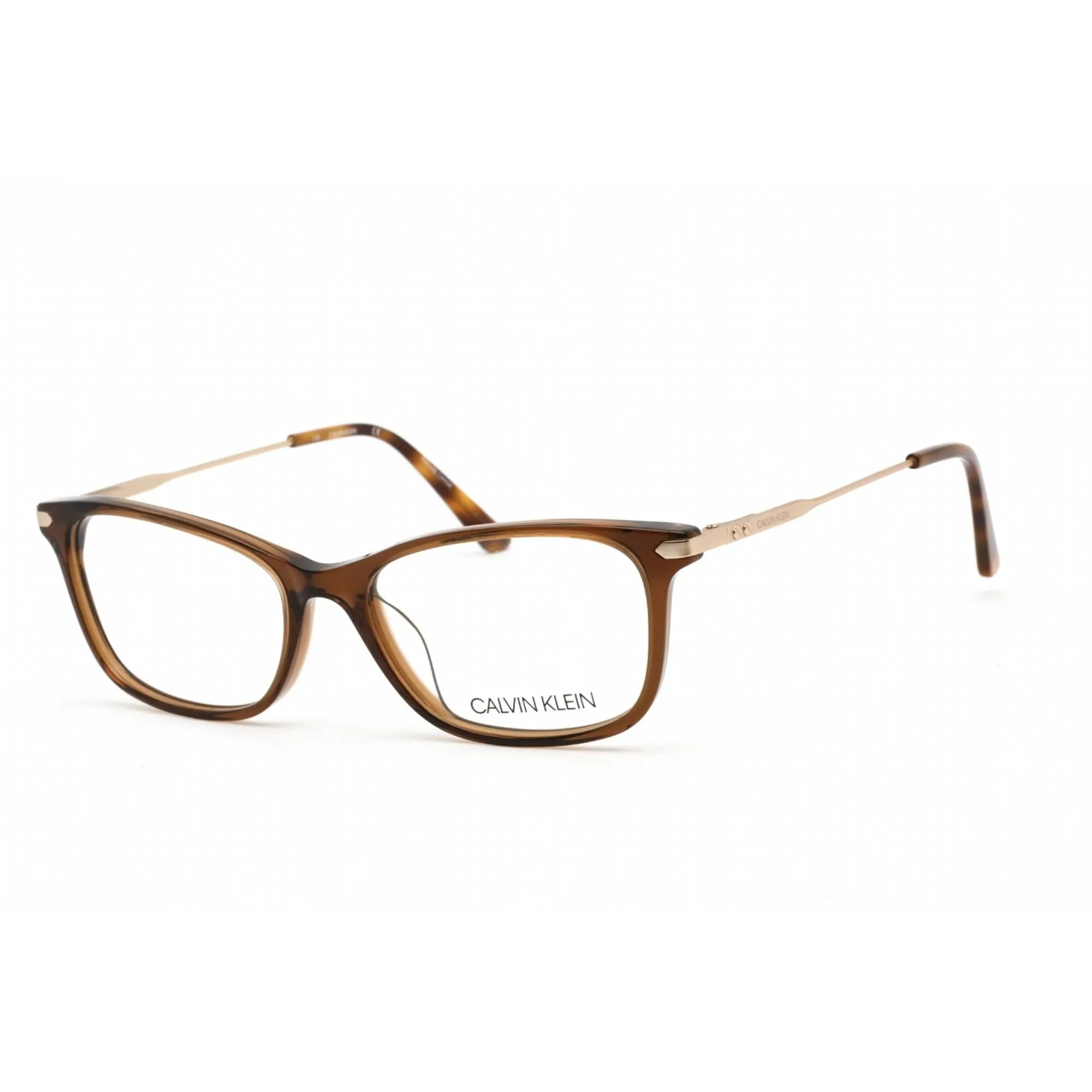 Calvin Klein Women's Eyeglasses - Crystal Brown Plastic Cat Eye Frame | CK18722 210