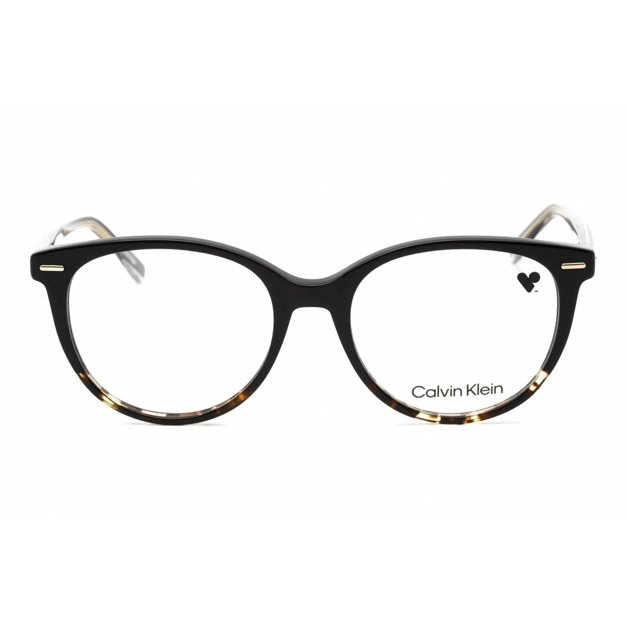 Calvin Klein Women's Eyeglasses - Full Rim Black/Amber Plastic Round | CK21710 033