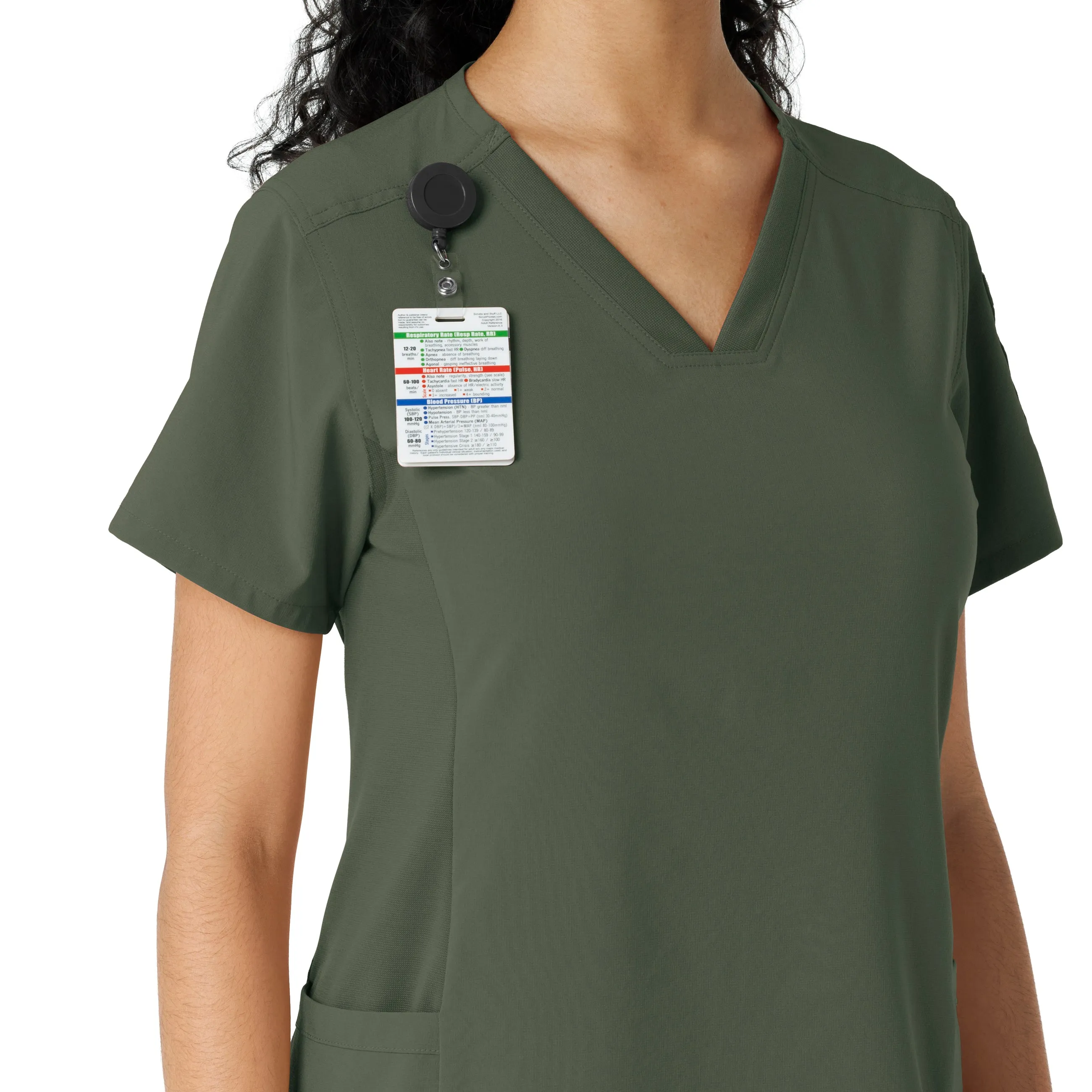 Carhartt Force Cross-Flex Women's Knit Panel Scrub Top - Olive