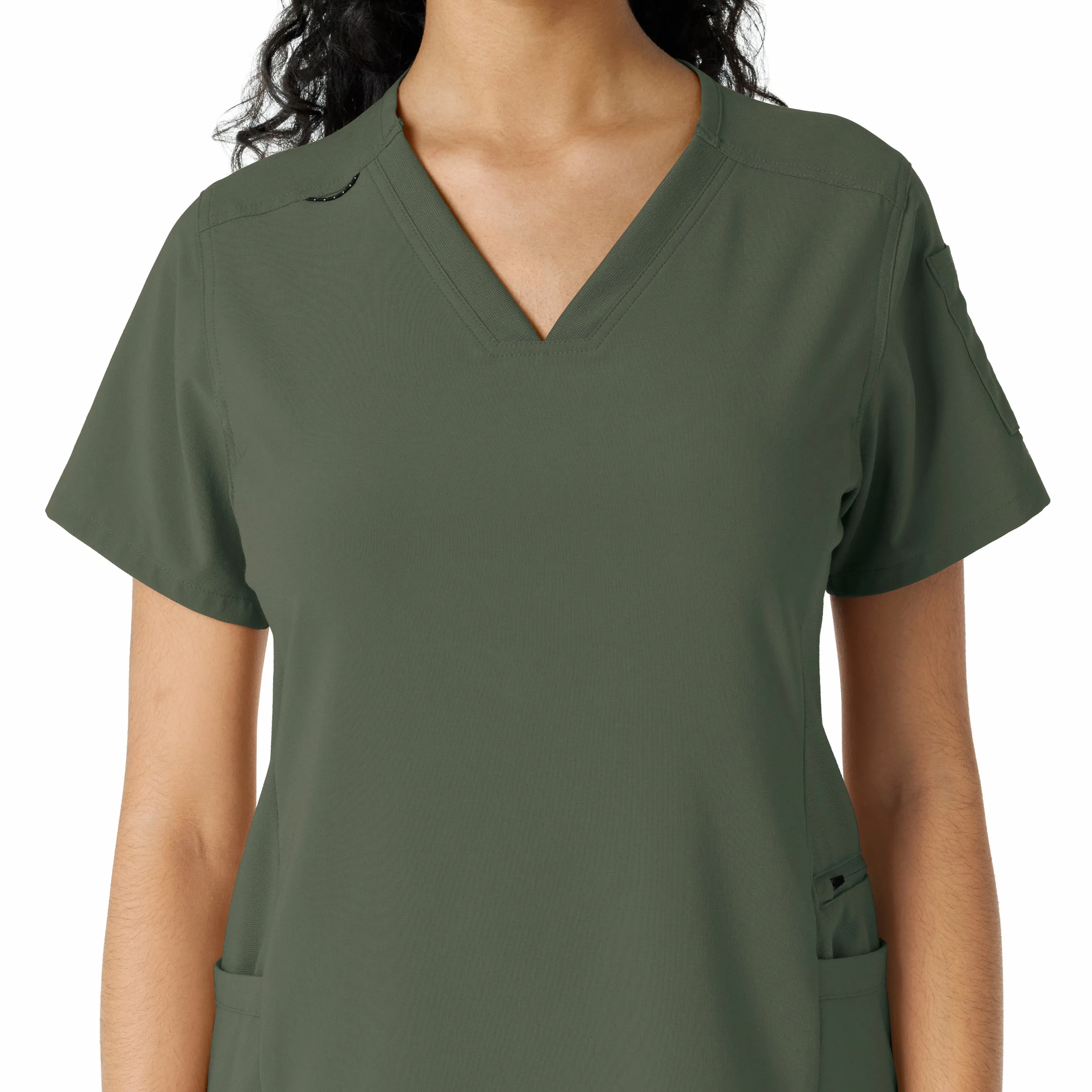 Carhartt Force Cross-Flex Women's Knit Panel Scrub Top - Olive