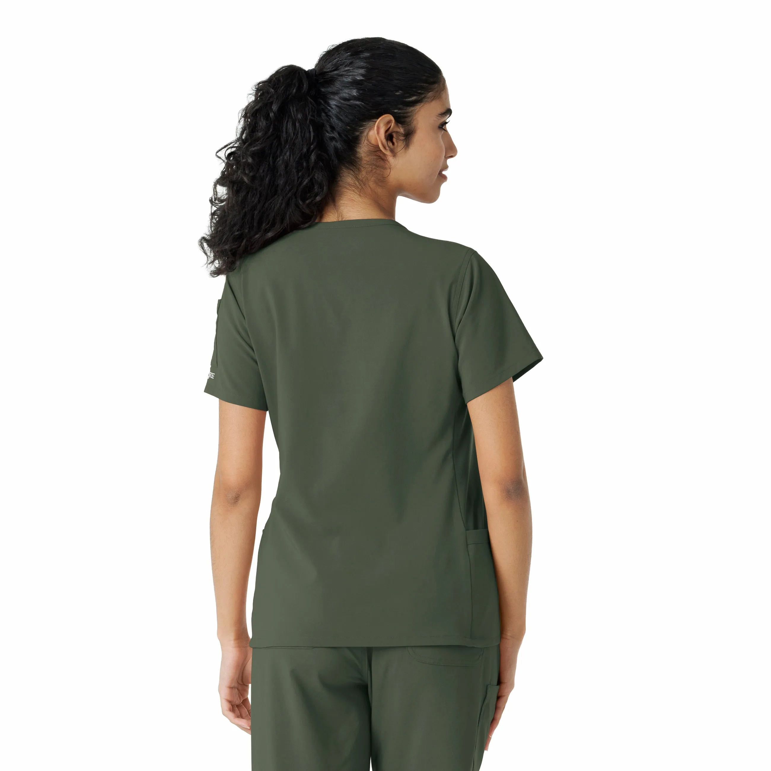 Carhartt Force Cross-Flex Women's Knit Panel Scrub Top - Olive