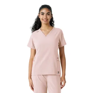 Carhartt Force Cross-Flex Women's Knit Panel Scrub Top - Soft Rose