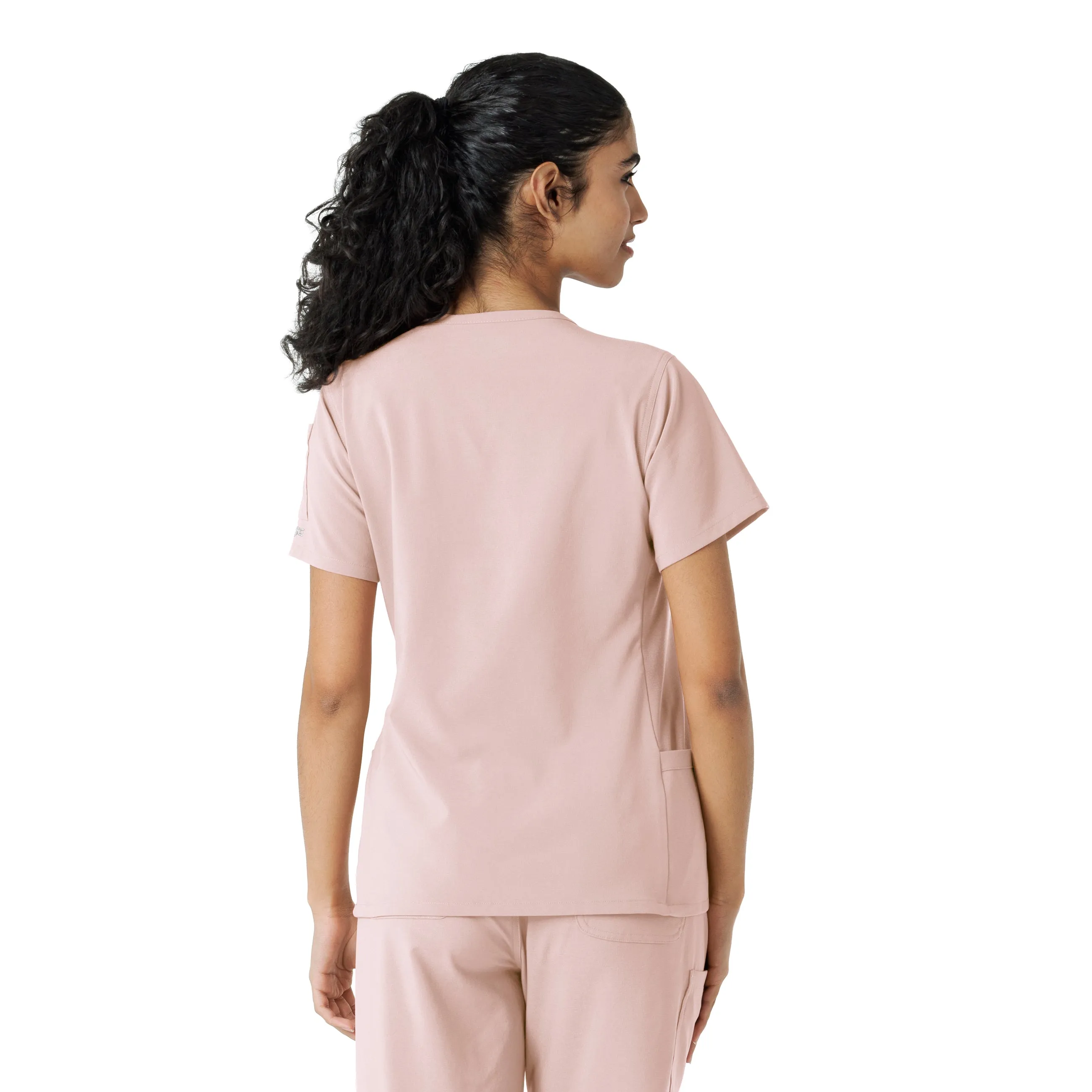 Carhartt Force Cross-Flex Women's Knit Panel Scrub Top - Soft Rose