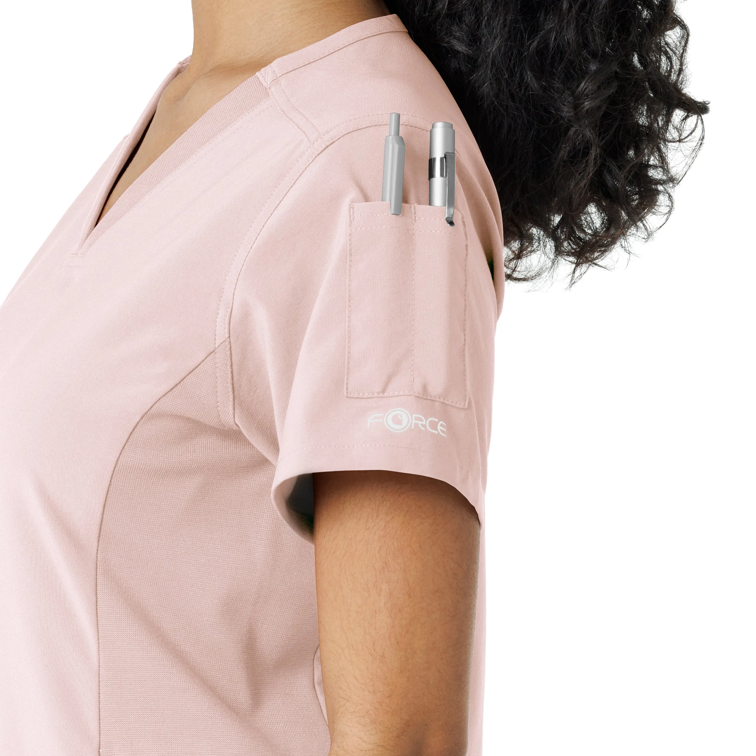 Carhartt Force Cross-Flex Women's Knit Panel Scrub Top - Soft Rose