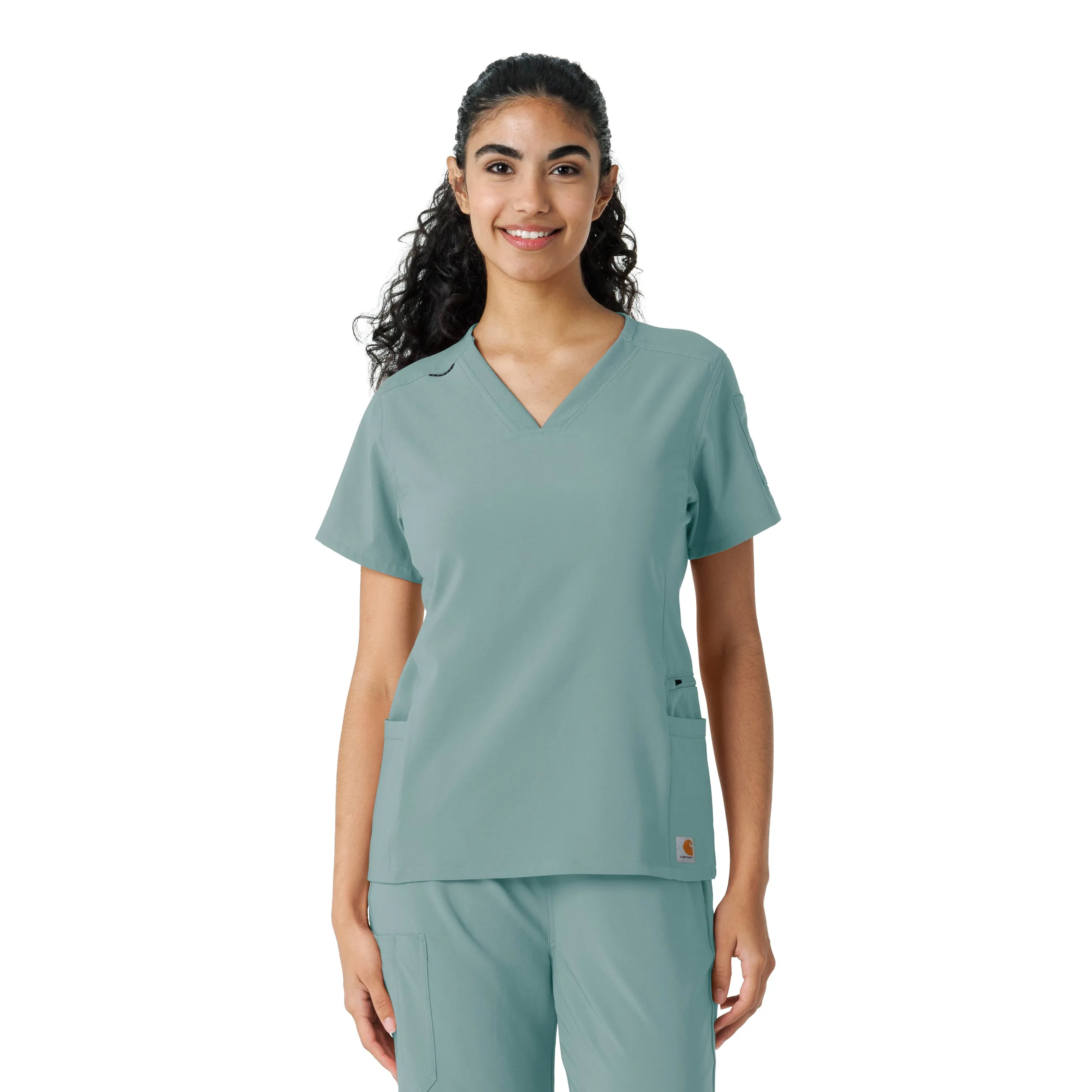 Carhartt Force Cross-Flex Women's Knit Panel Scrub Top - Summer Blue