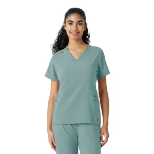 Carhartt Force Cross-Flex Women's Knit Panel Scrub Top - Summer Blue