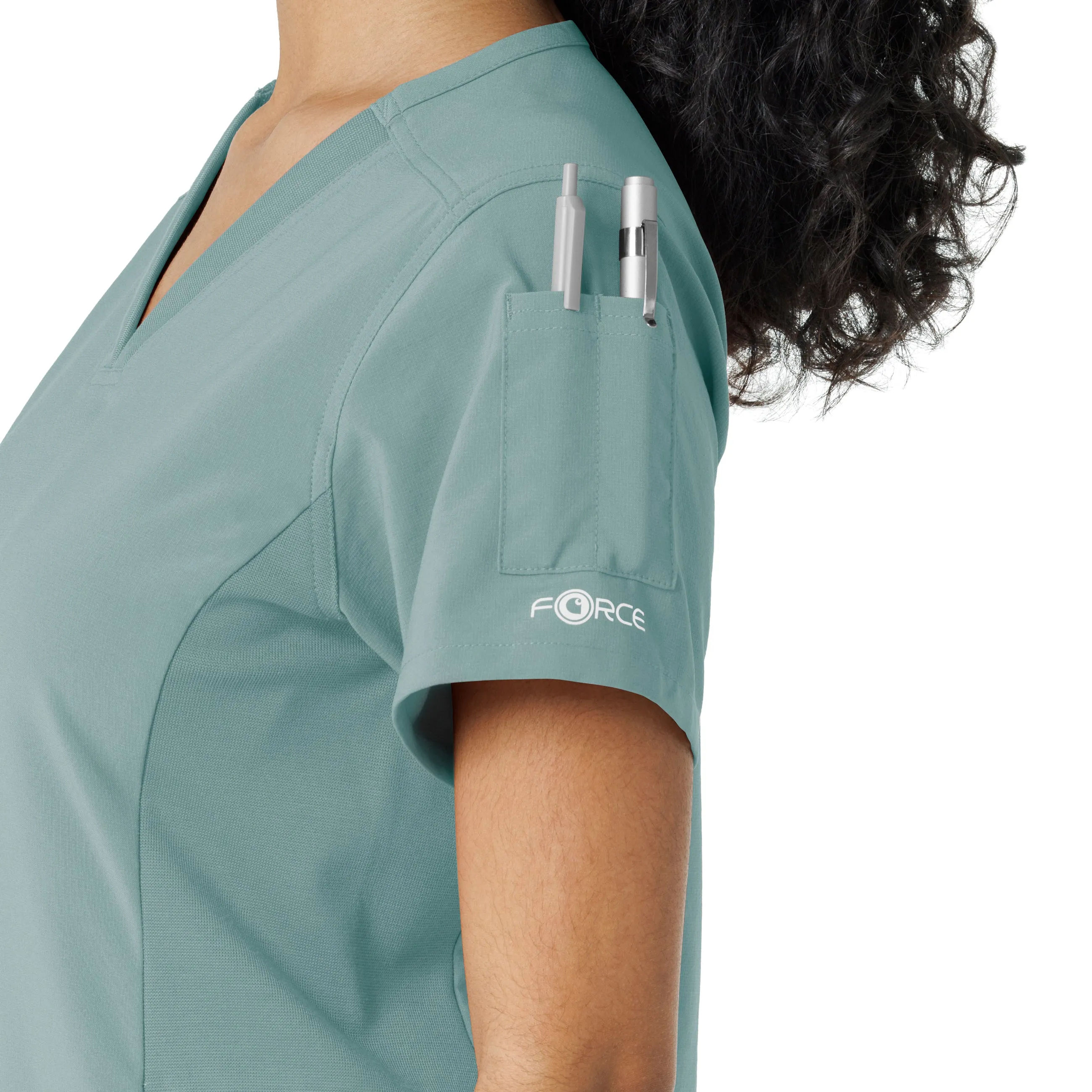 Carhartt Force Cross-Flex Women's Knit Panel Scrub Top - Summer Blue