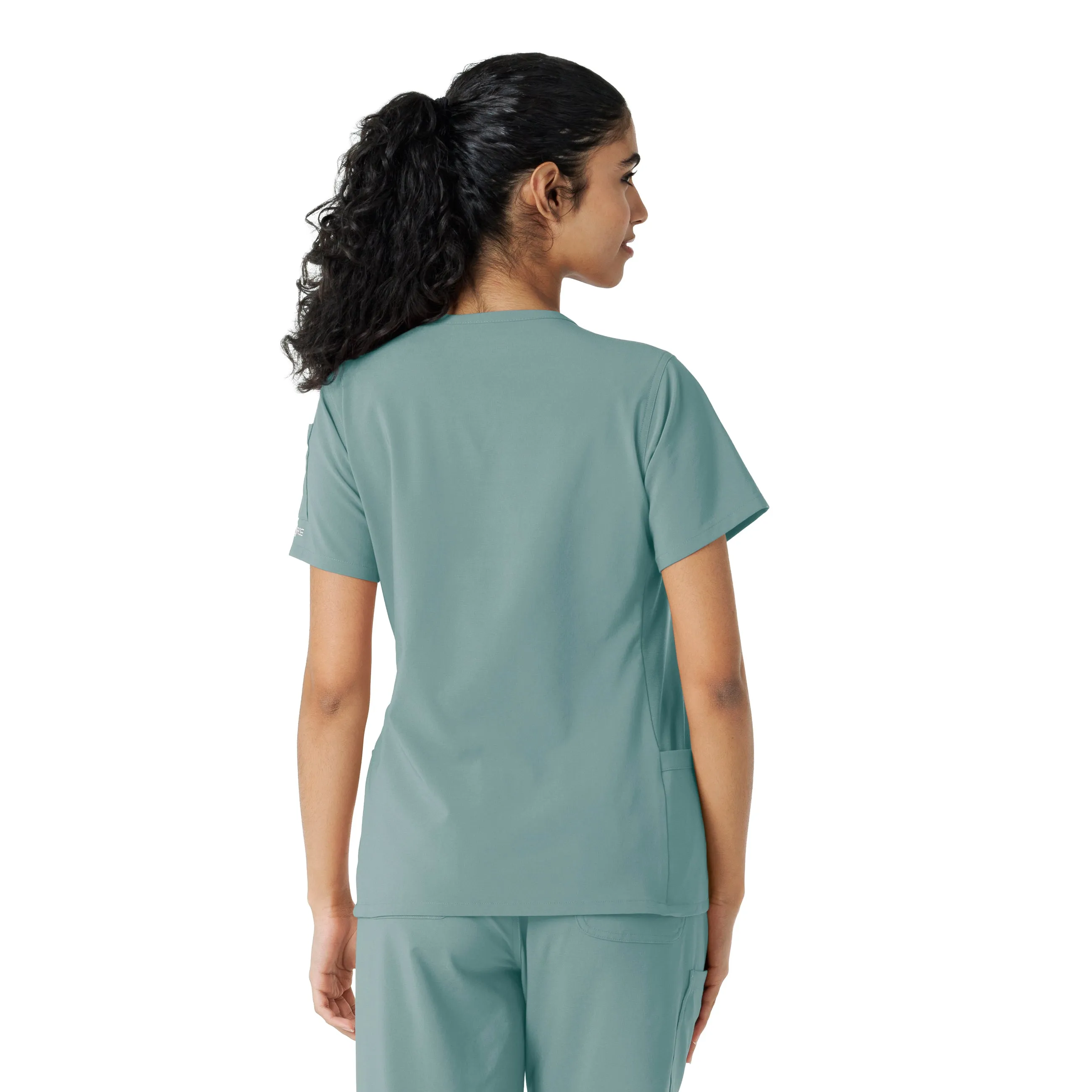 Carhartt Force Cross-Flex Women's Knit Panel Scrub Top - Summer Blue