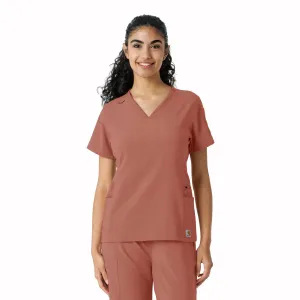 Carhartt Force Cross-Flex Women's Knit Panel Scrub Top - Wildrose