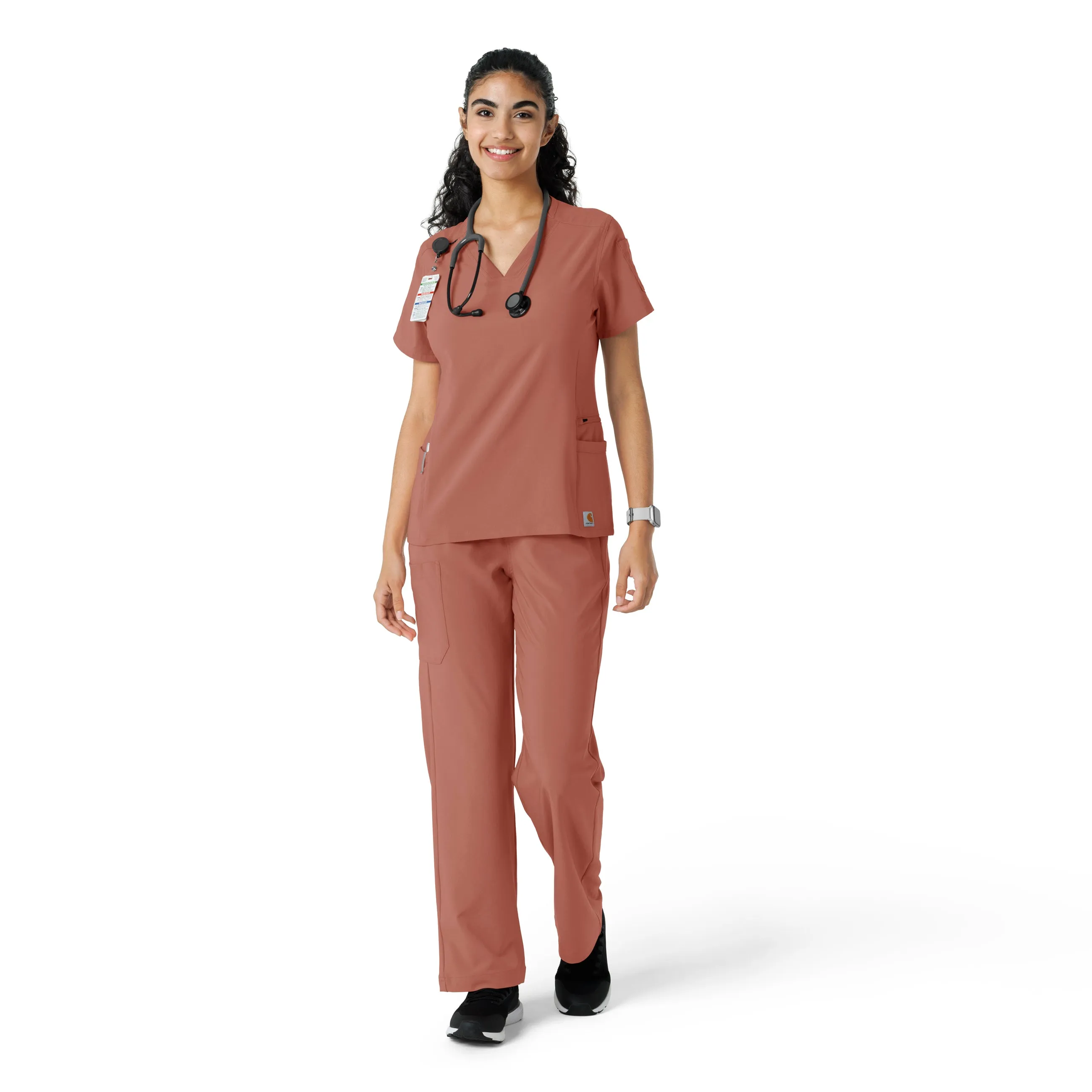Carhartt Force Cross-Flex Women's Knit Panel Scrub Top - Wildrose