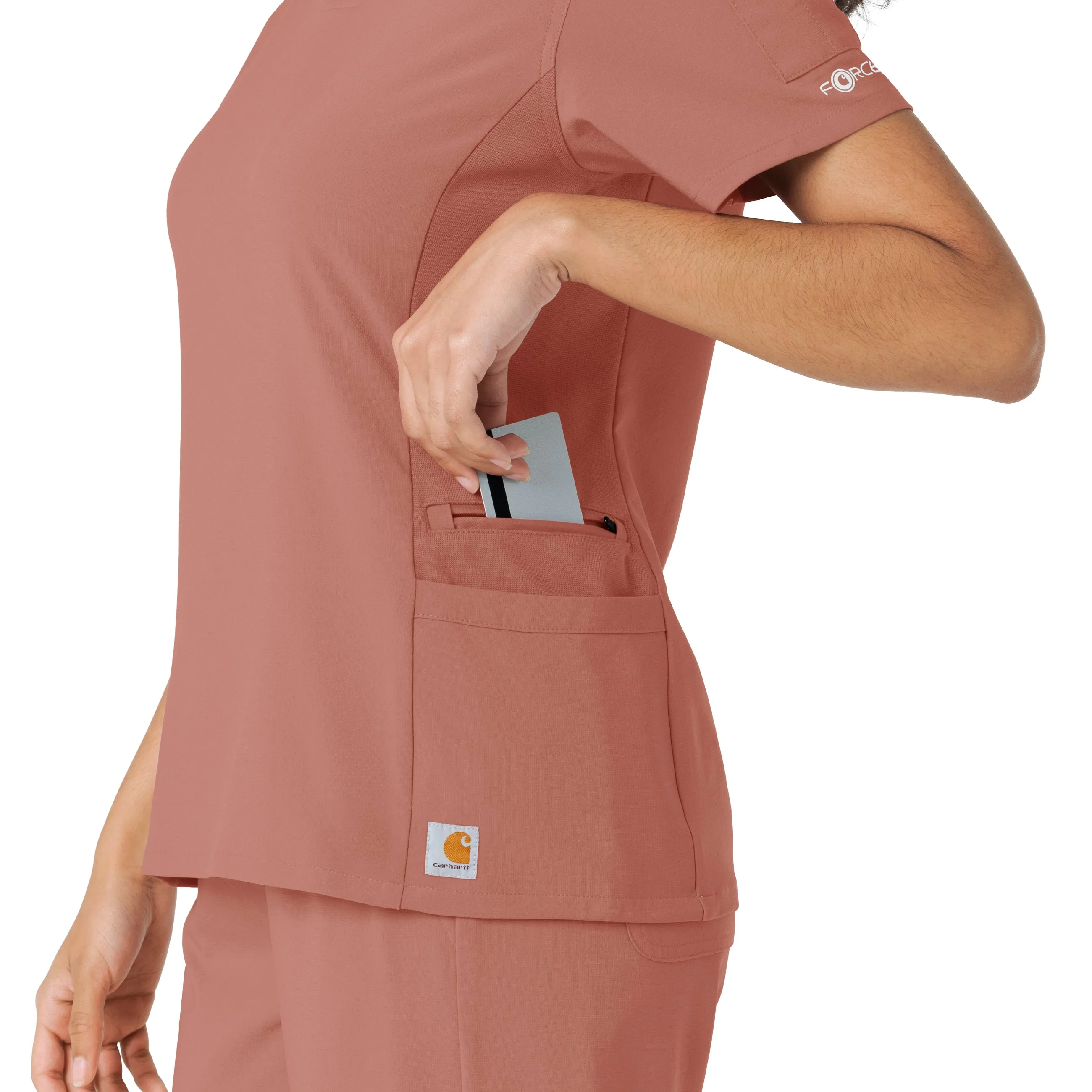 Carhartt Force Cross-Flex Women's Knit Panel Scrub Top - Wildrose