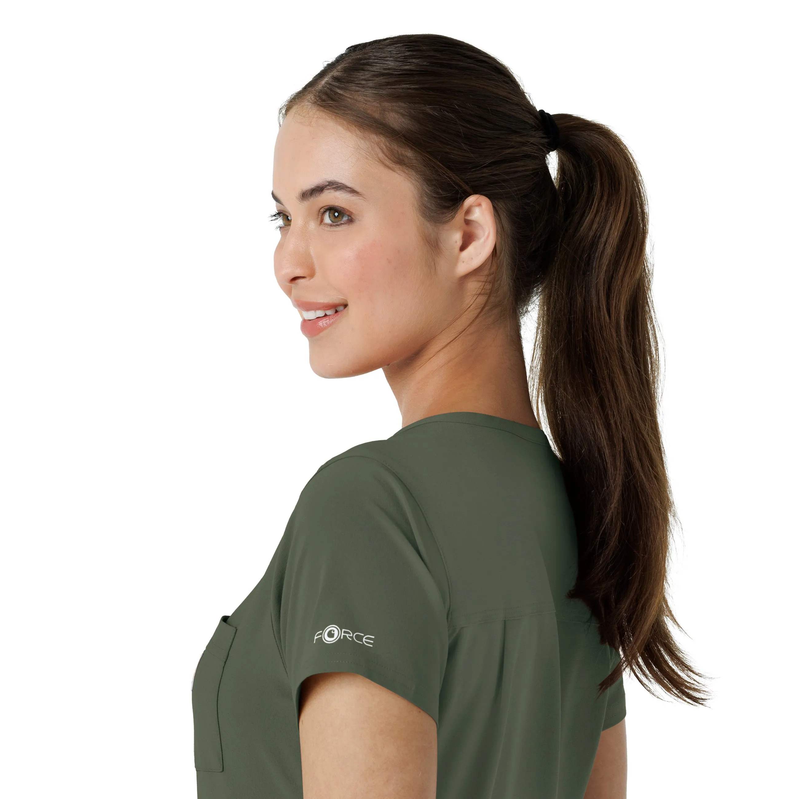 Carhartt Force Cross-Flex Women's Tuck-In Scrub Top - Olive