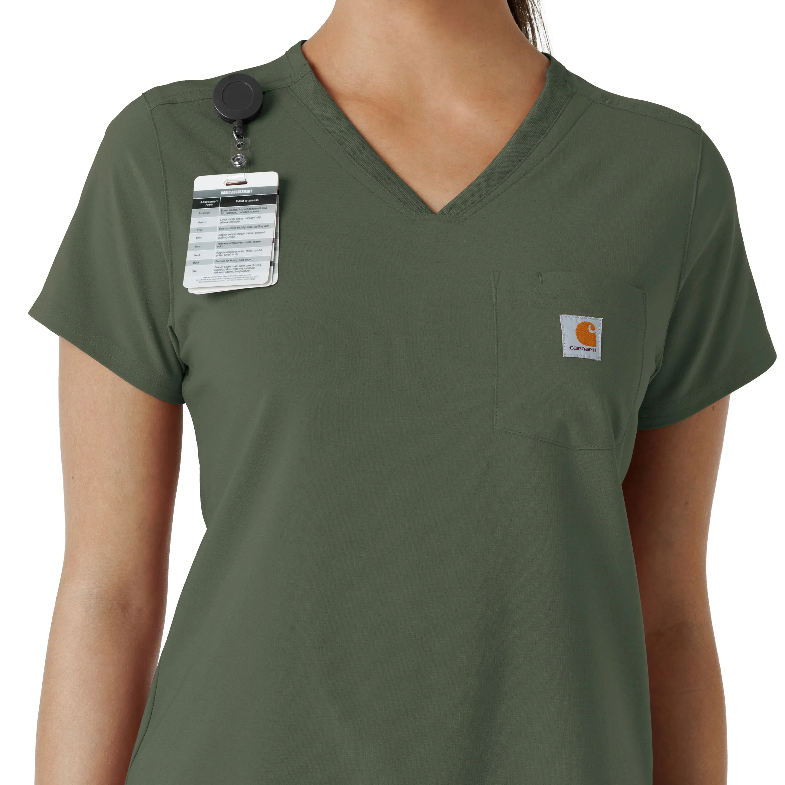Carhartt Force Cross-Flex Women's Tuck-In Scrub Top - Olive