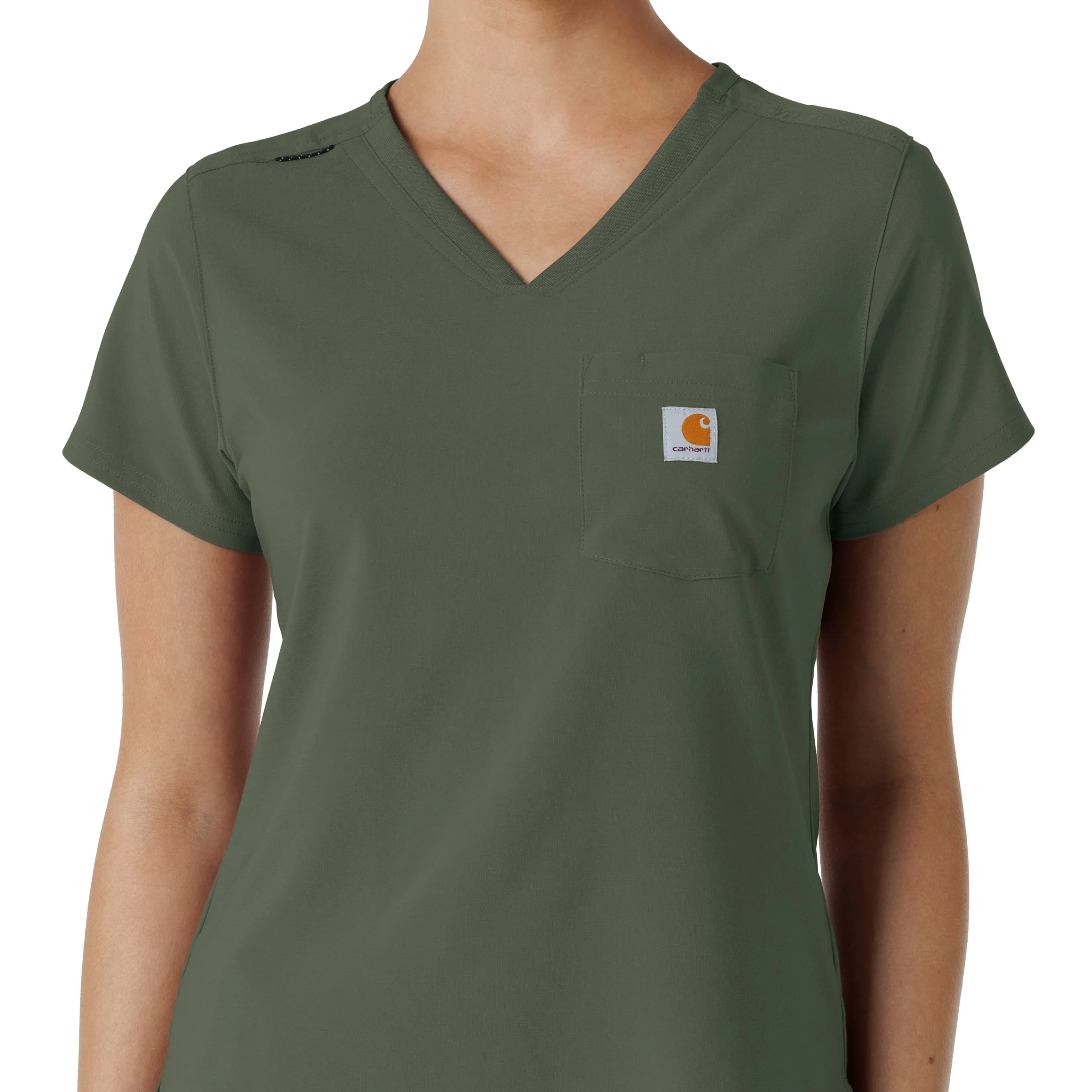 Carhartt Force Cross-Flex Women's Tuck-In Scrub Top - Olive