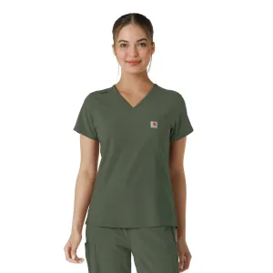 Carhartt Force Cross-Flex Women's Tuck-In Scrub Top - Olive