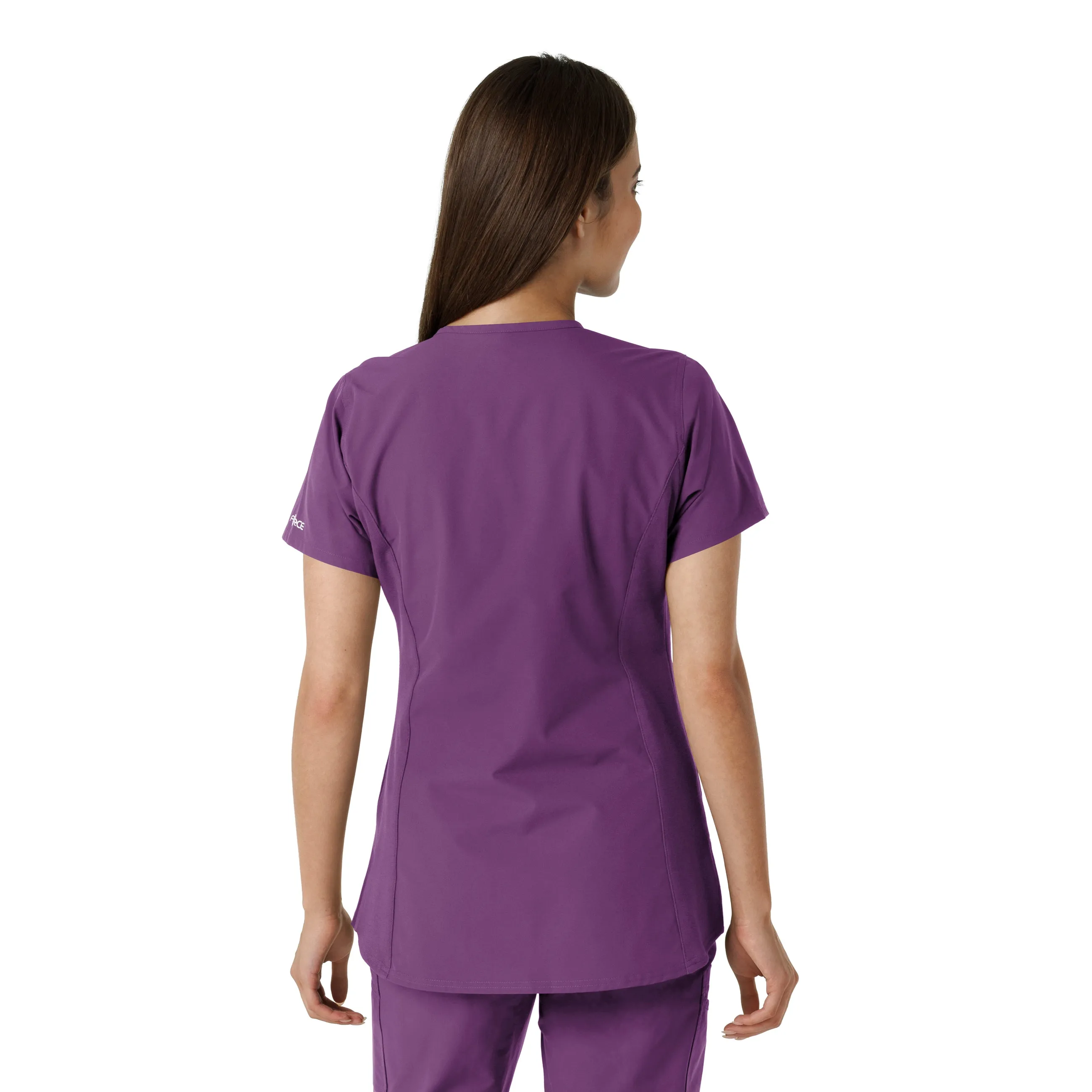 Carhartt Force Essentials Women's Notch Neck Tunic Knit Panel Scrub Top - Eggplant