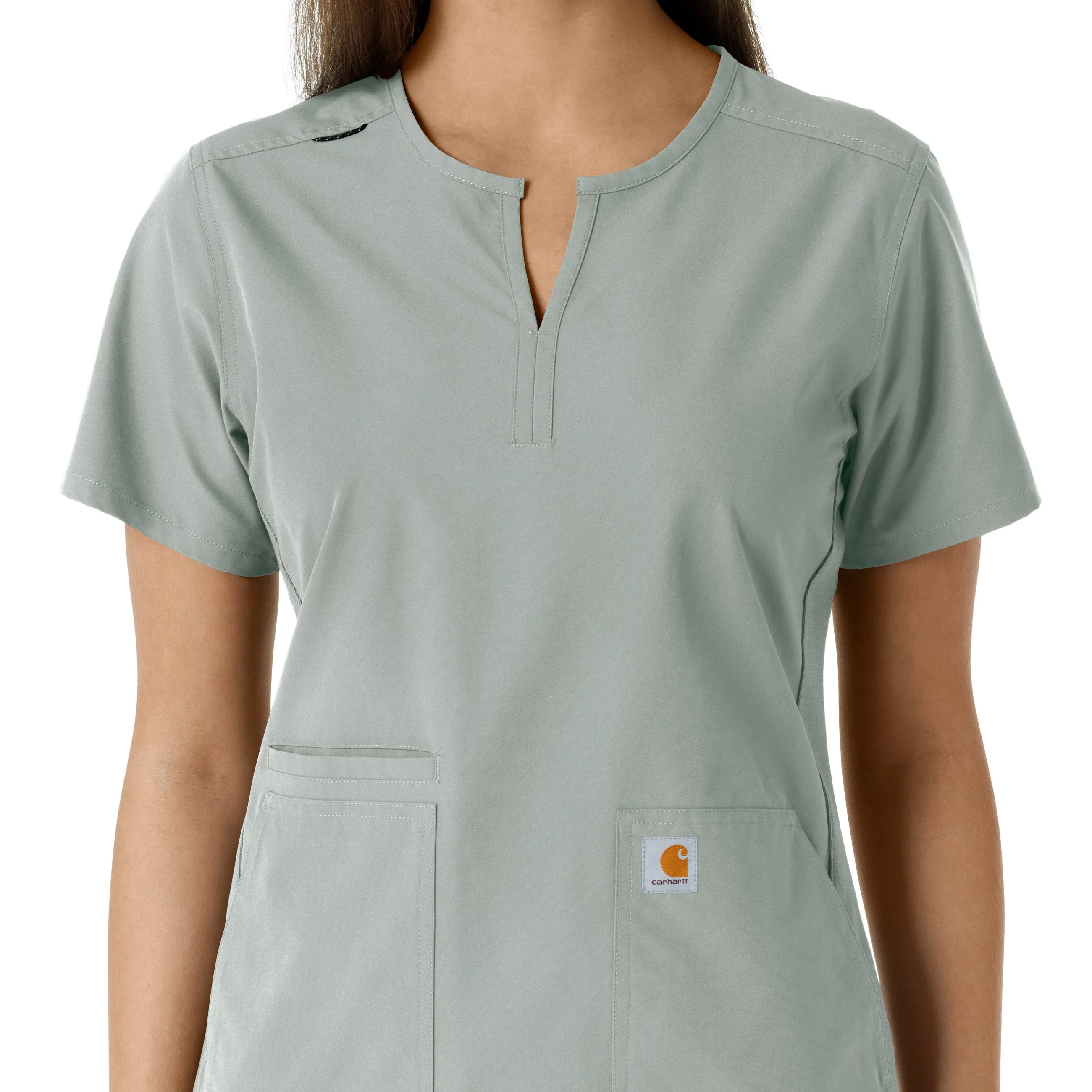 Carhartt Force Essentials Women's Notch Neck Tunic Knit Panel Scrub Top - Grey