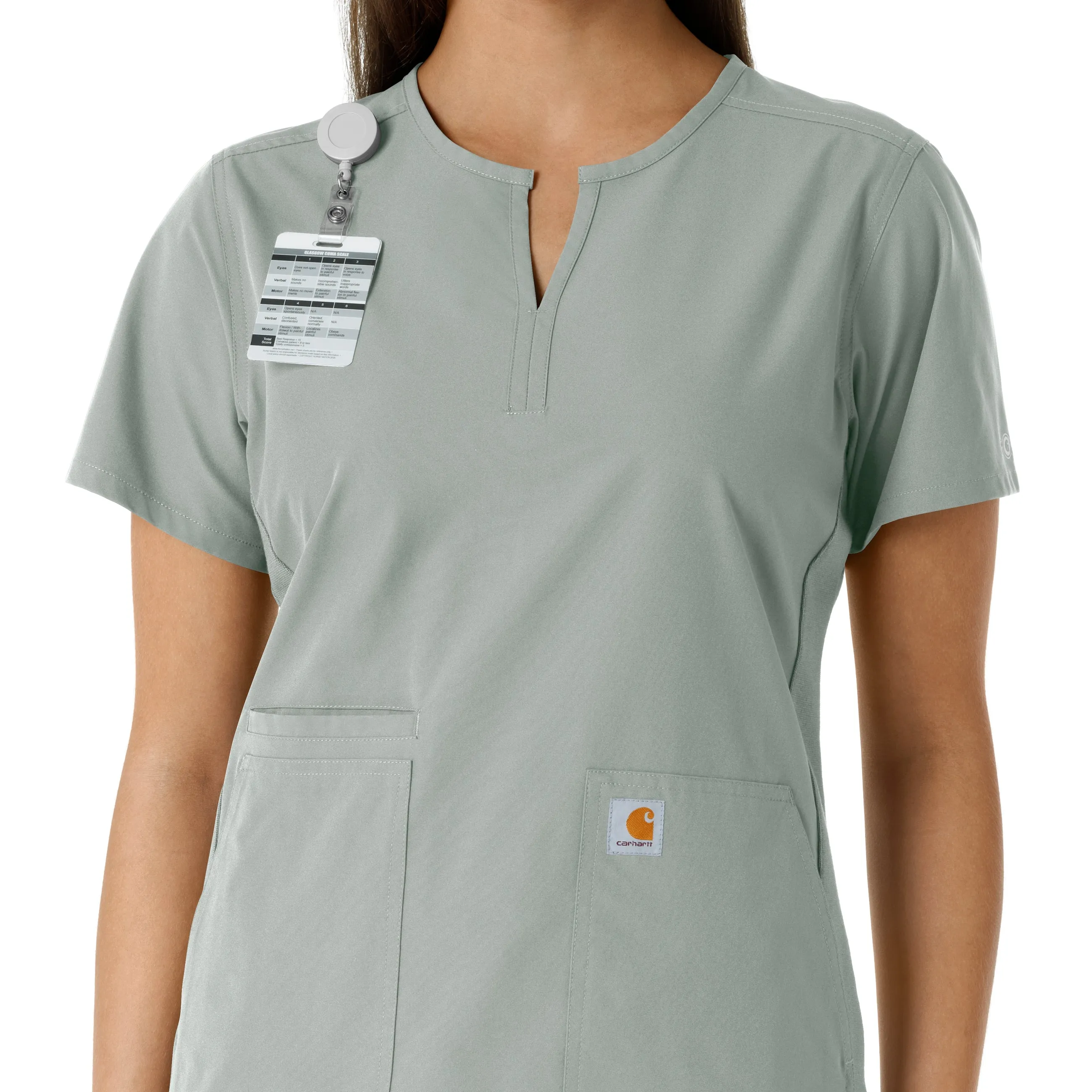 Carhartt Force Essentials Women's Notch Neck Tunic Knit Panel Scrub Top - Grey