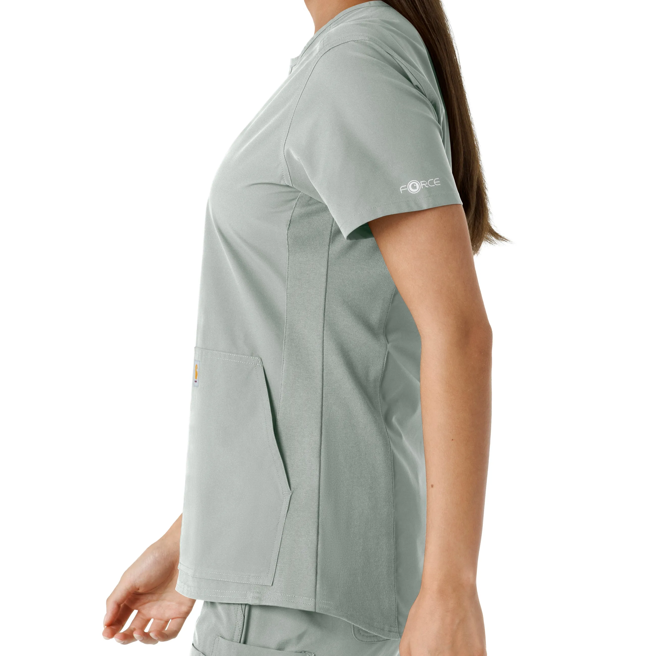 Carhartt Force Essentials Women's Notch Neck Tunic Knit Panel Scrub Top - Grey