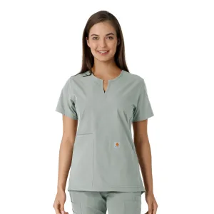 Carhartt Force Essentials Women's Notch Neck Tunic Knit Panel Scrub Top - Grey